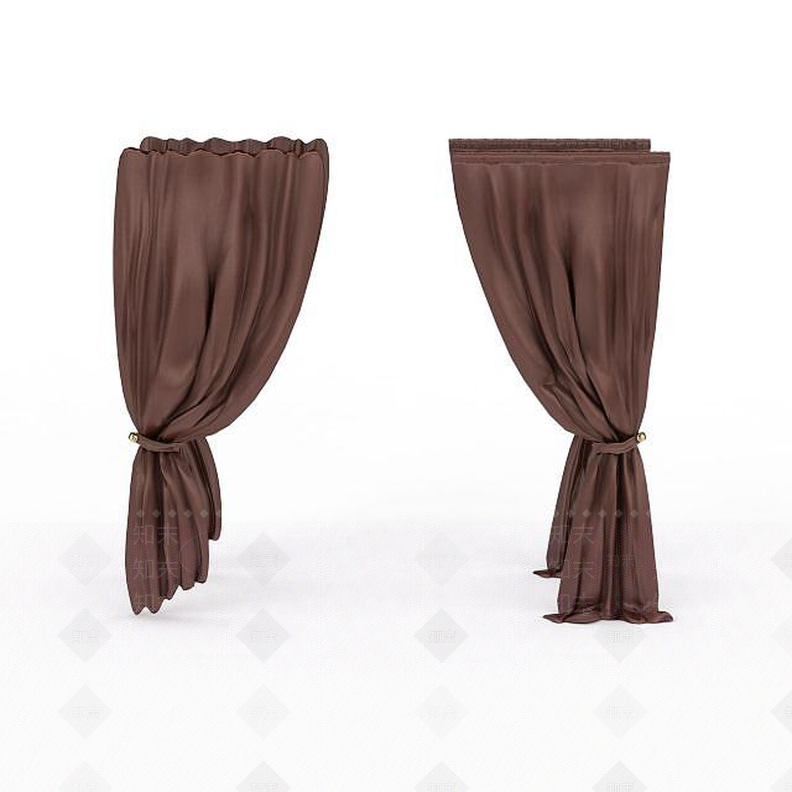 现代布艺落地窗帘3D模型下载【ID:1197644090】