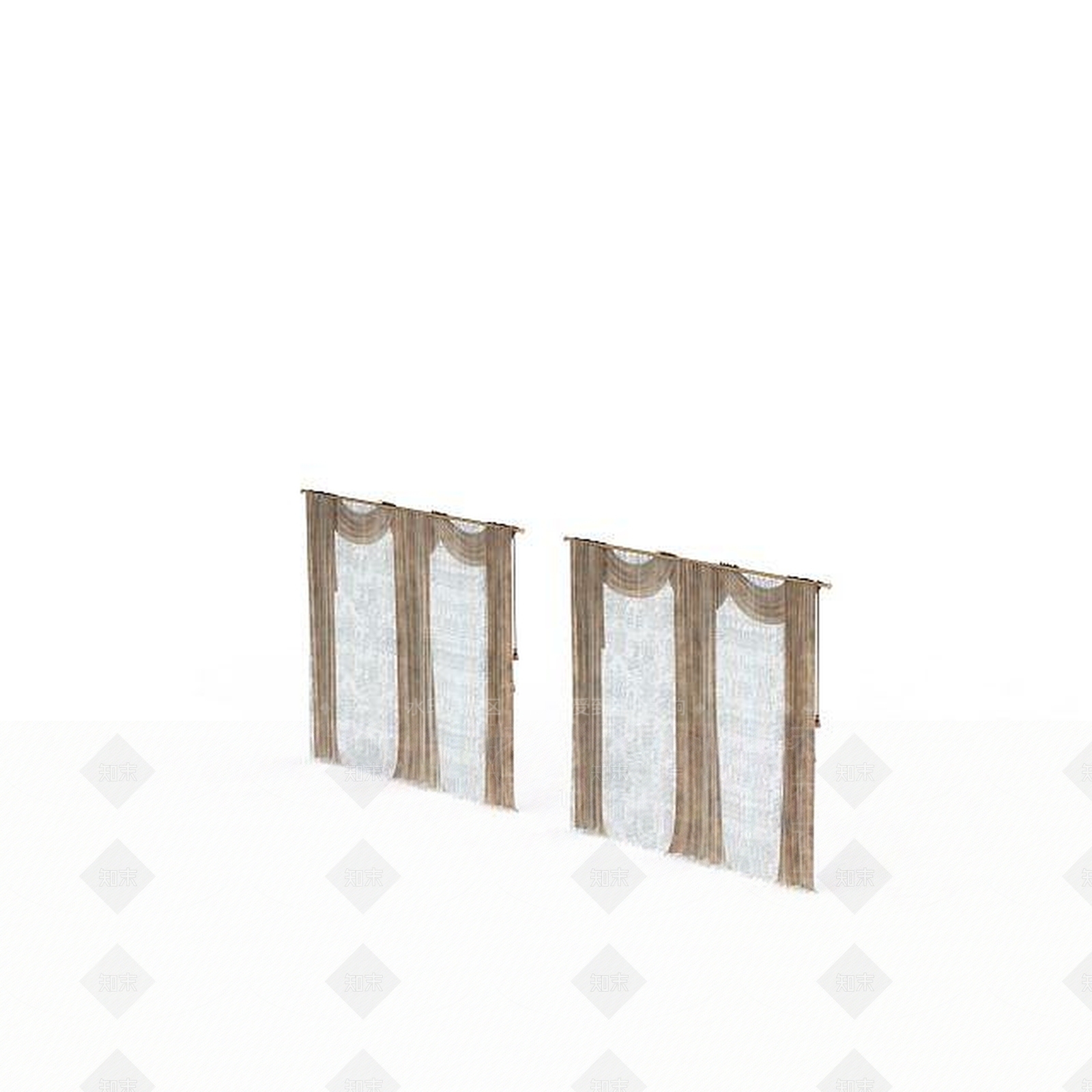 欧式古典欧式简约风格窗帘3D模型下载【ID:1197644363】