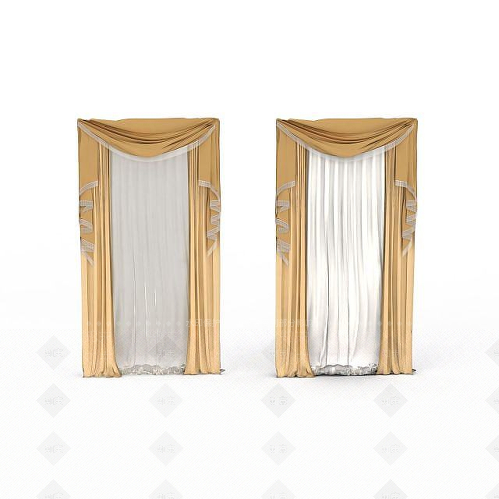 现代卧室落地窗帘3D模型下载【ID:1197644976】