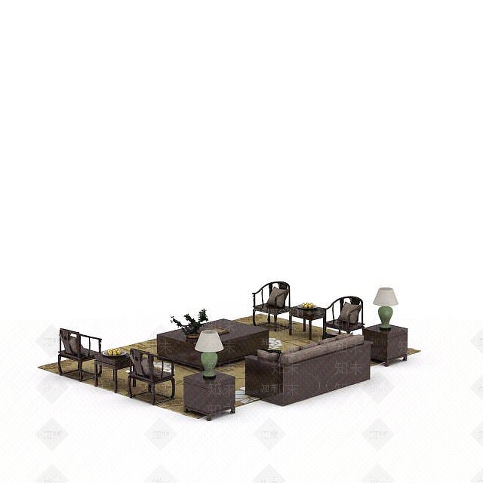 现代双人沙发3D模型下载【ID:1197645495】
