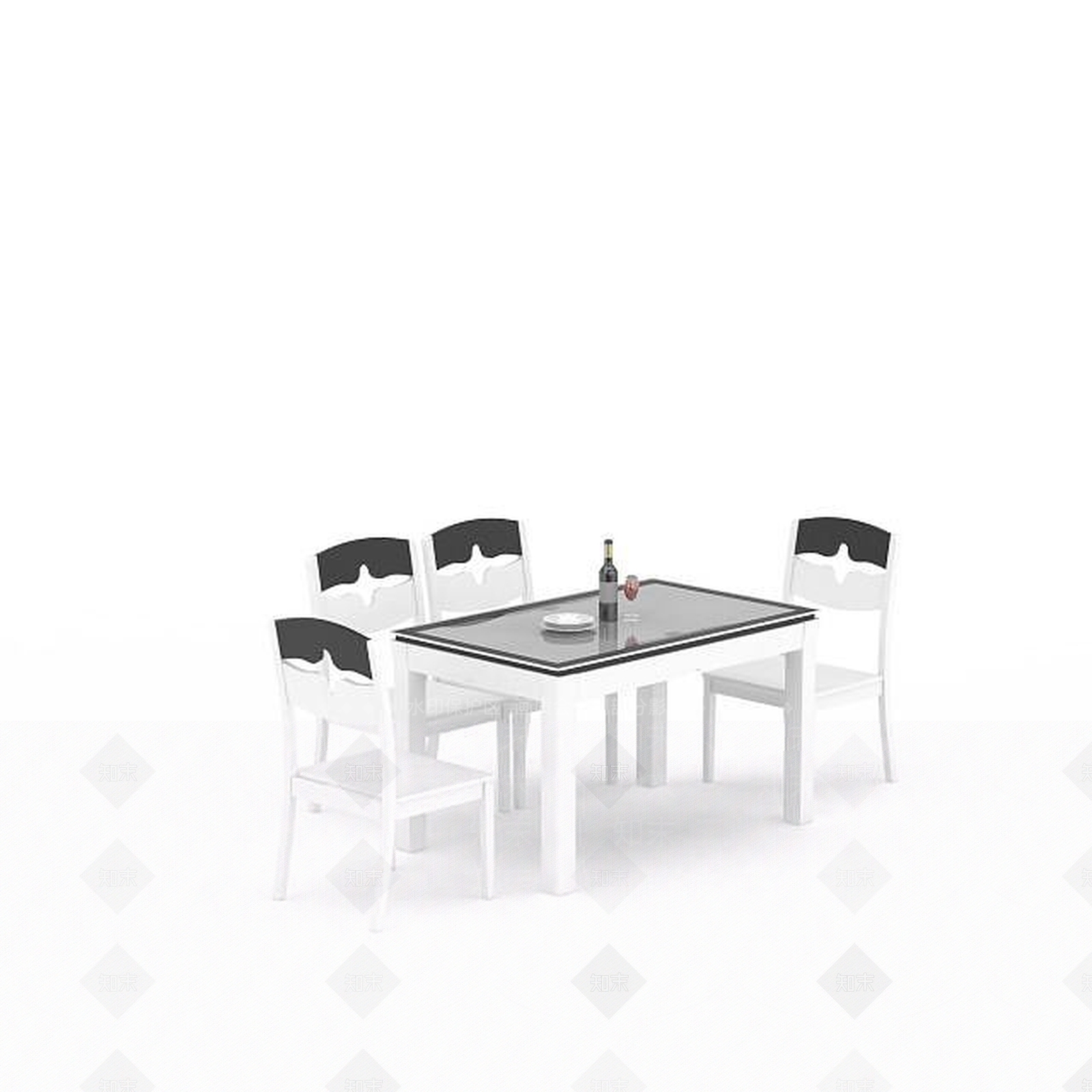 现代客厅餐桌组合3D模型下载【ID:1197647447】