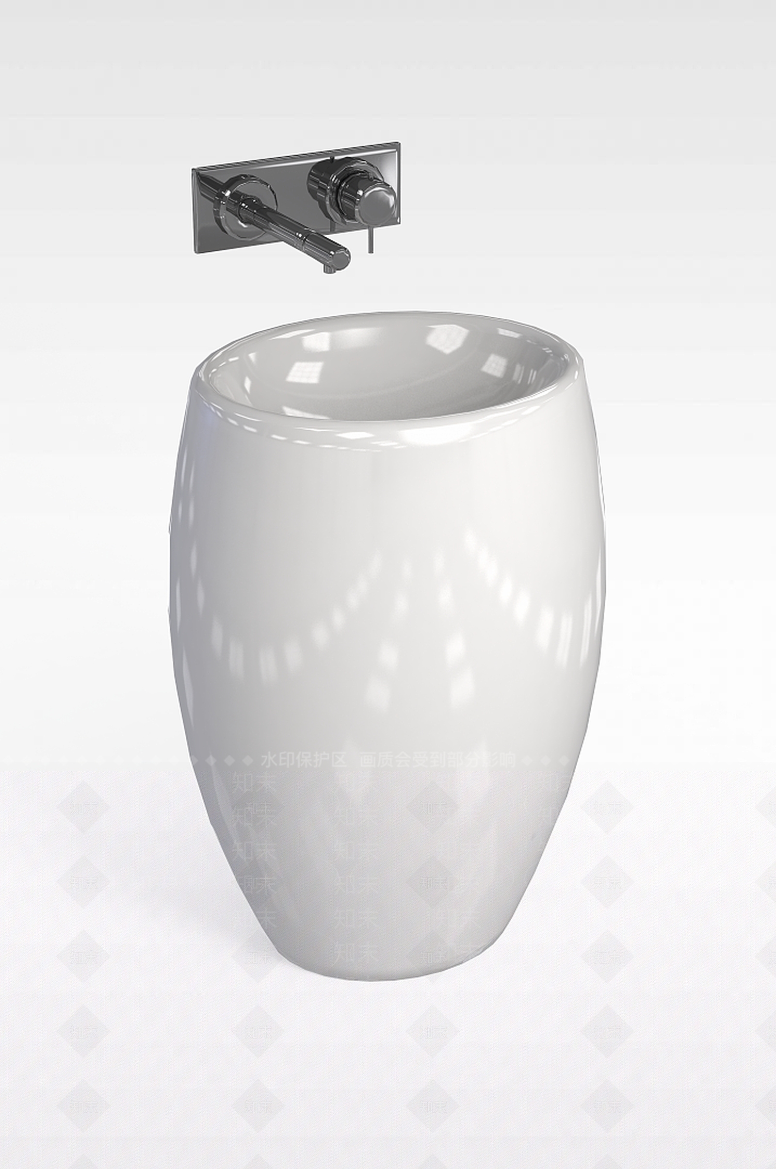 现代白色陶瓷洗手池3D模型下载【ID:1197648124】