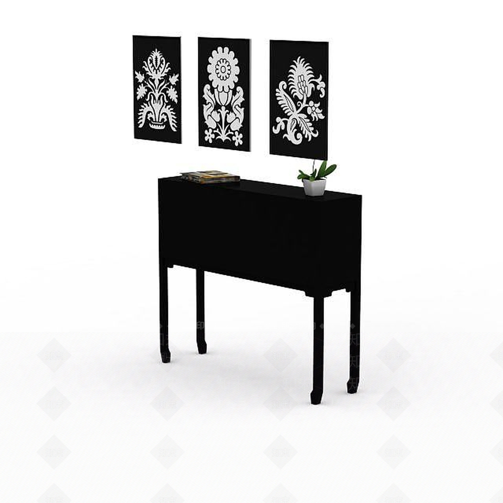 中式客厅展示柜3D模型下载【ID:1197648627】