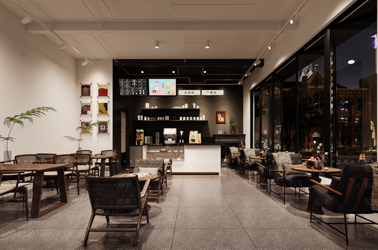 现代奶茶店3D模型下载【ID:1197649626】