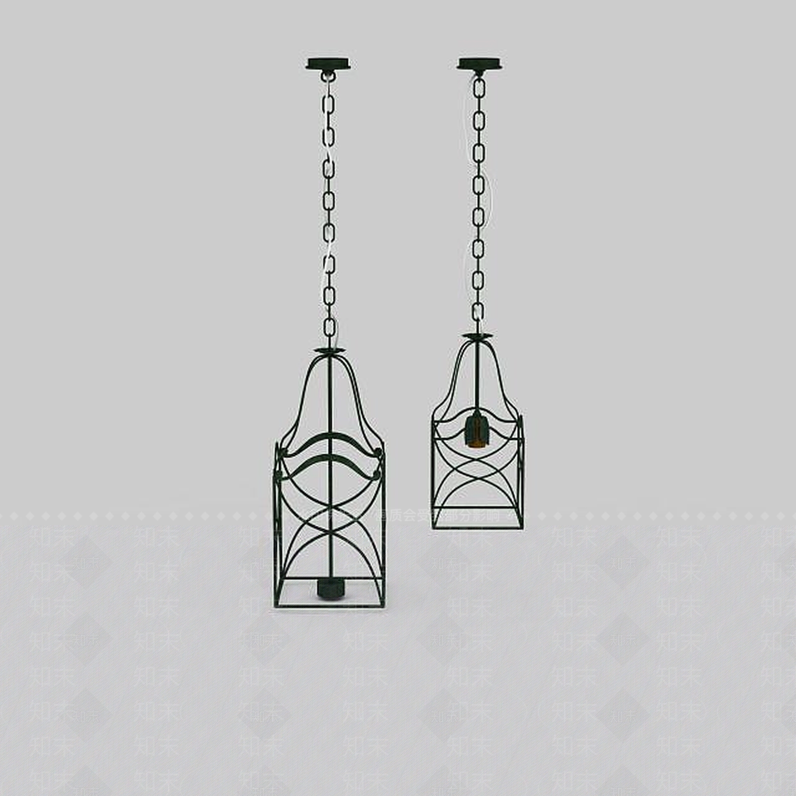 现代铁艺吊灯3D模型下载【ID:1197651875】