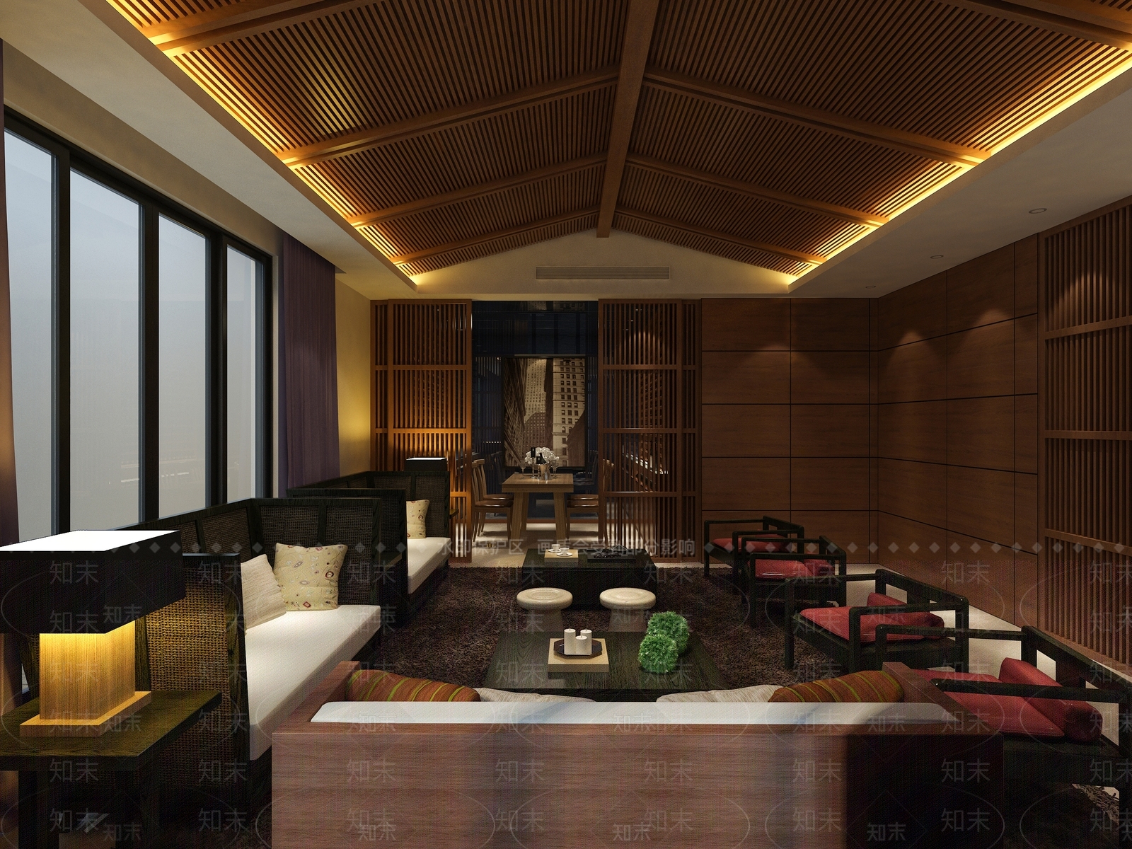 新中式原木包厢3D模型下载【ID:1197652902】