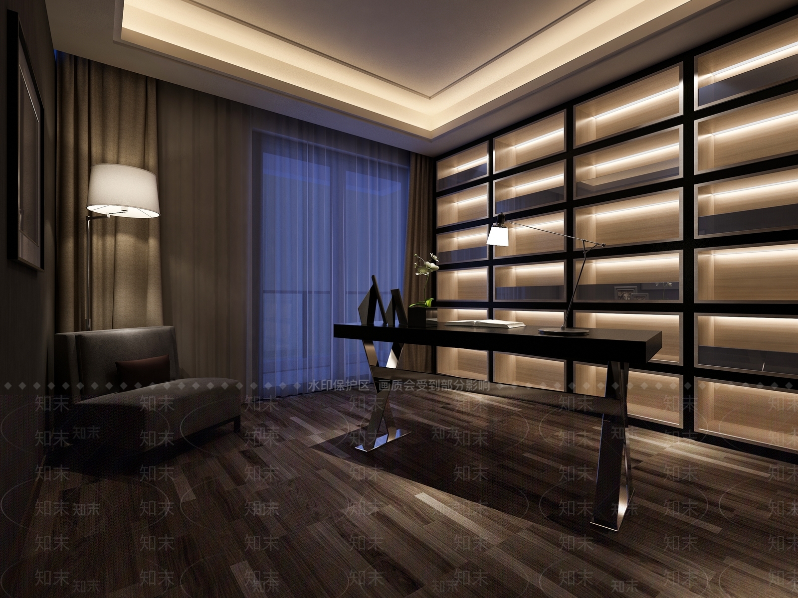 现代轻奢书房3D模型下载【ID:1197654310】