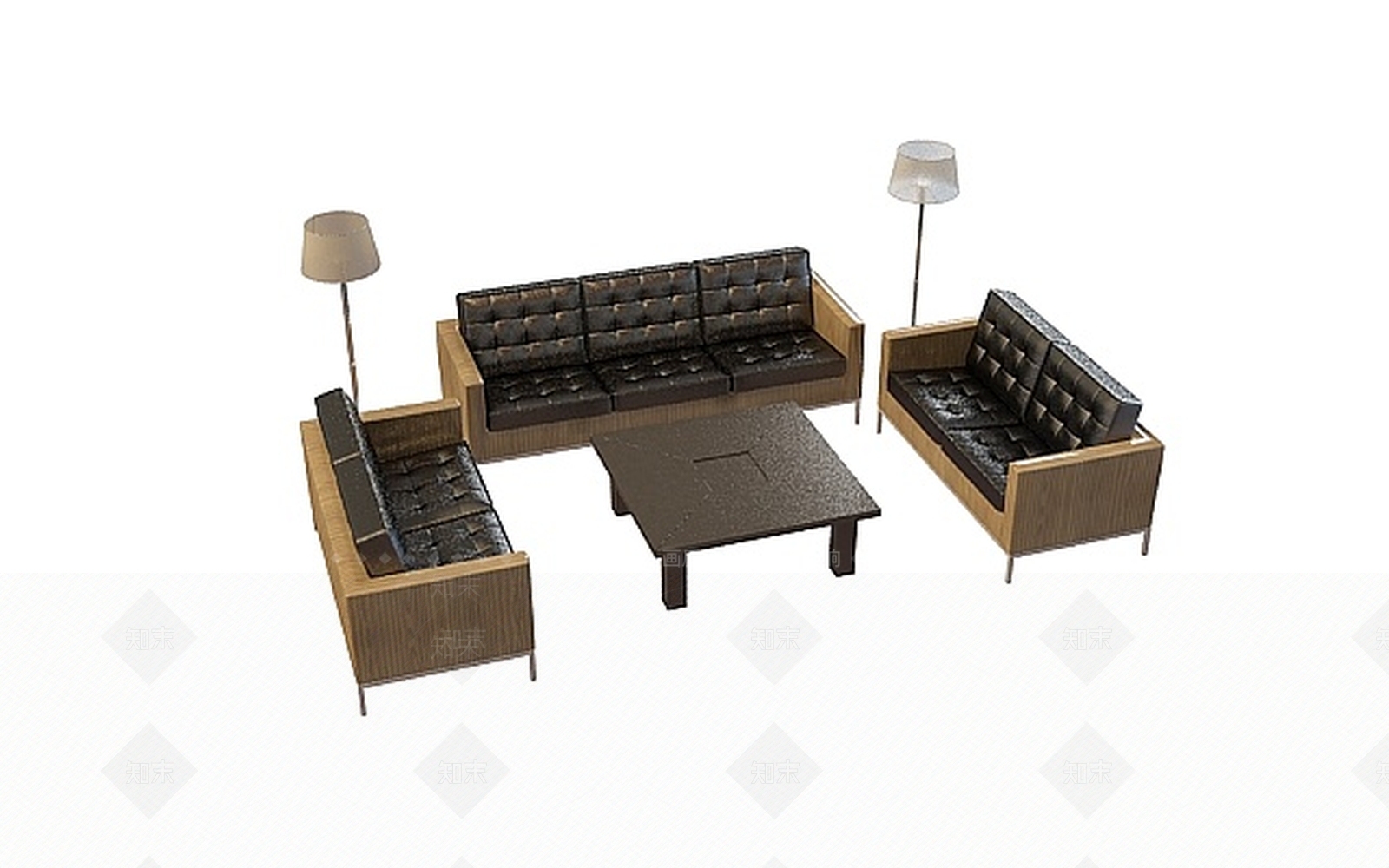 现代拉扣皮质沙发3D模型下载【ID:1197654195】