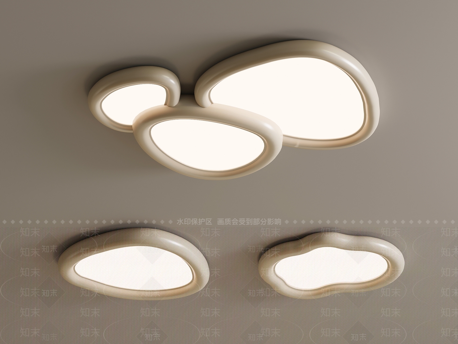 现代奶油吸顶灯SU模型下载【ID:1197655248】