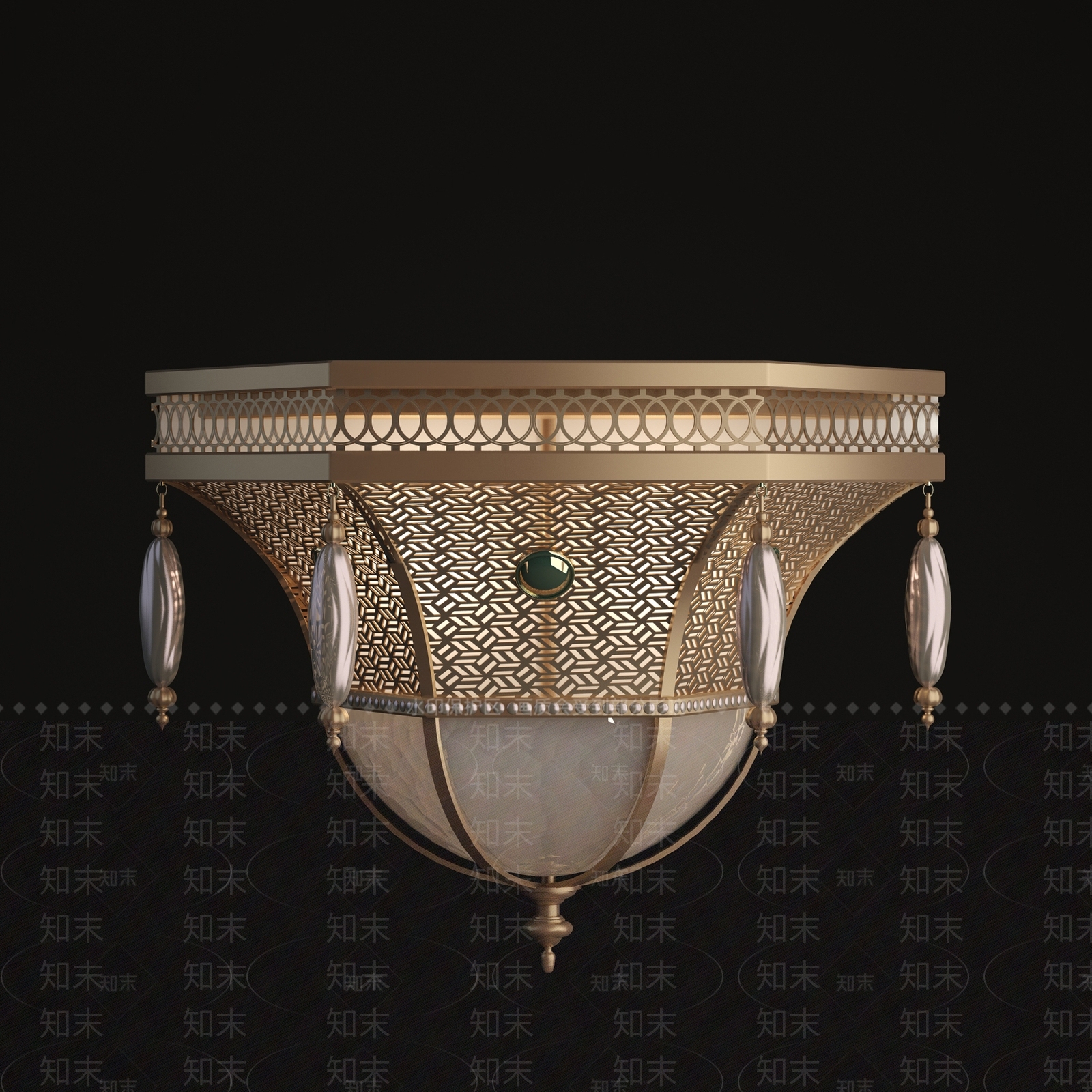 新中式中式客厅吸顶灯3D模型下载【ID:1197659050】