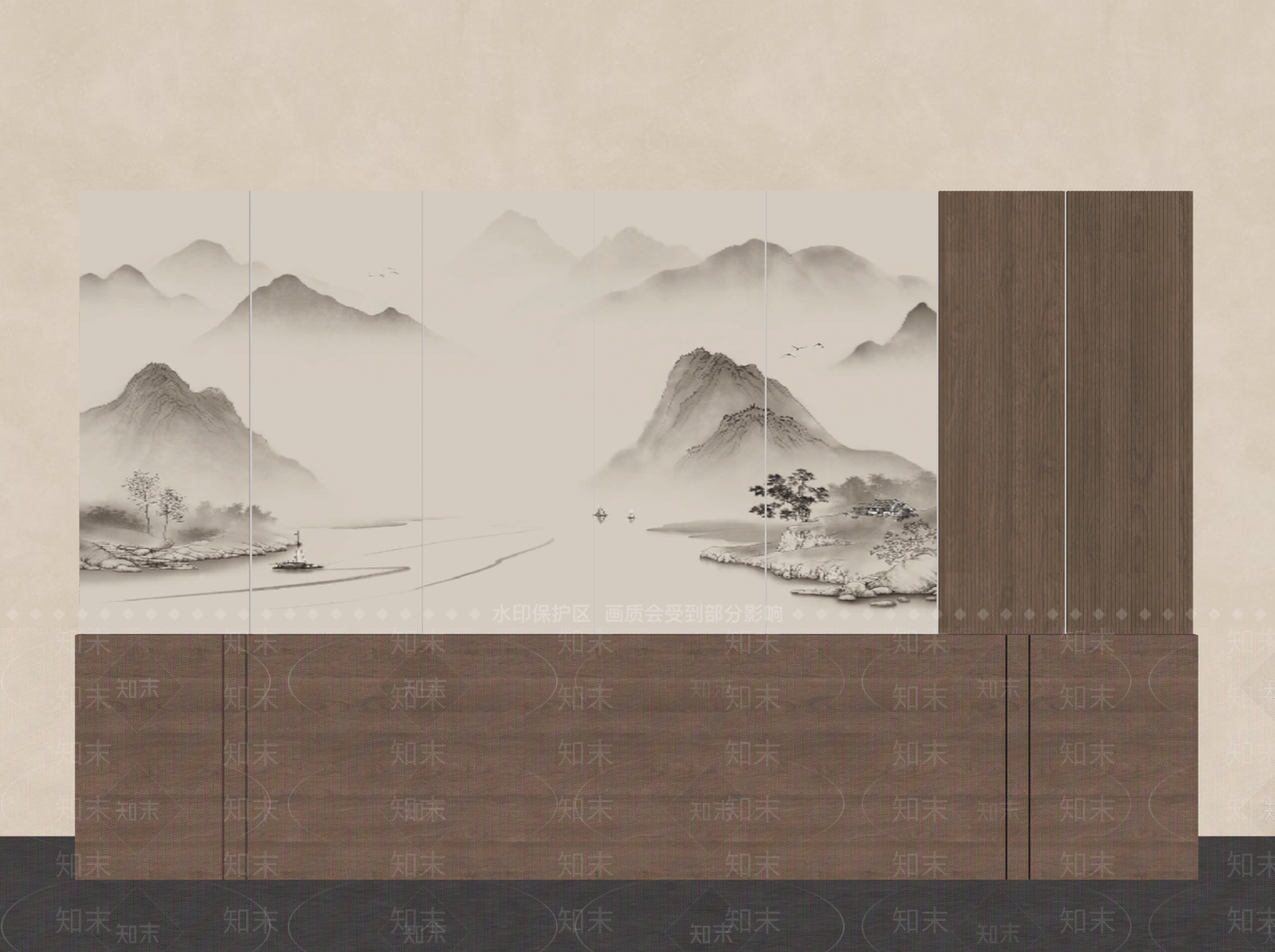 新中式背景墙SU模型下载【ID:1197661465】
