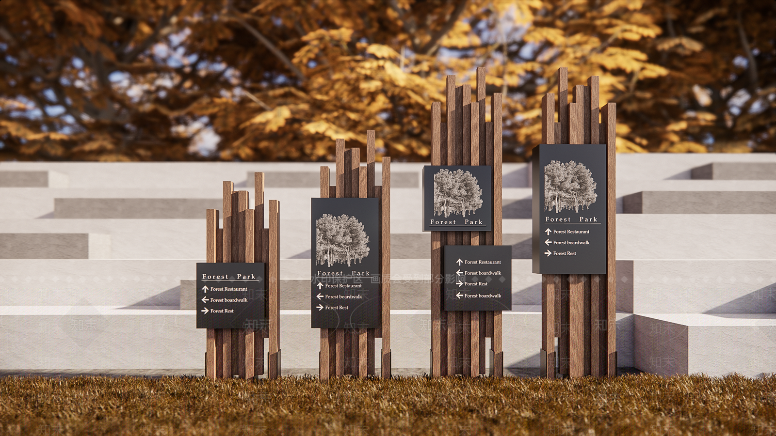 原木现代标识标牌SU模型下载【ID:1197664449】