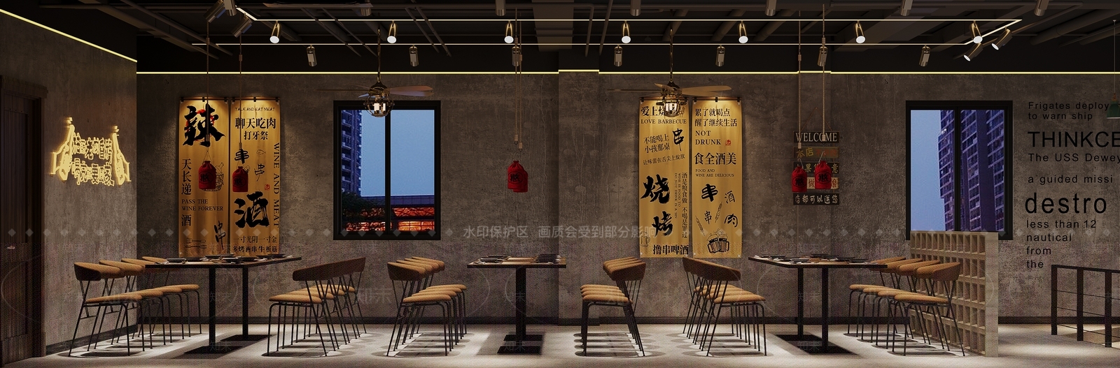 工业烧烤店3D模型下载【ID:1197665020】