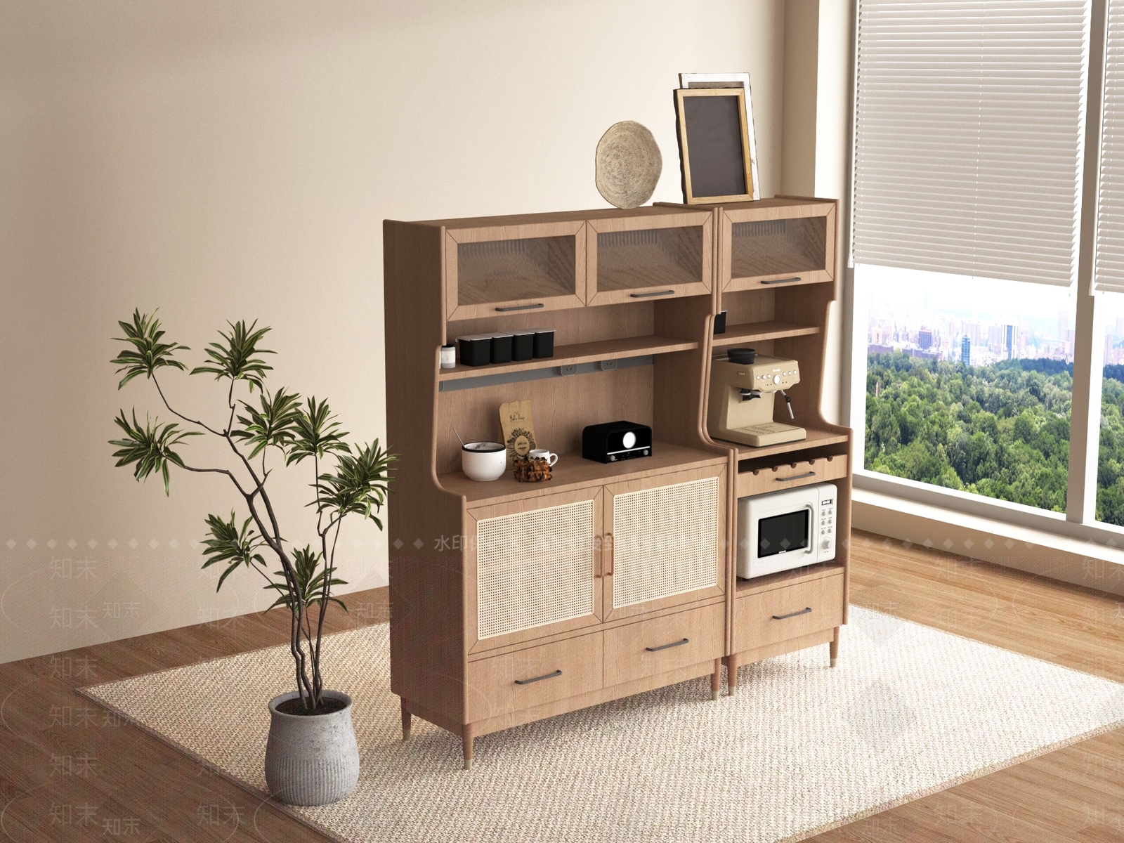 原木餐边柜3D模型下载【ID:1197666496】