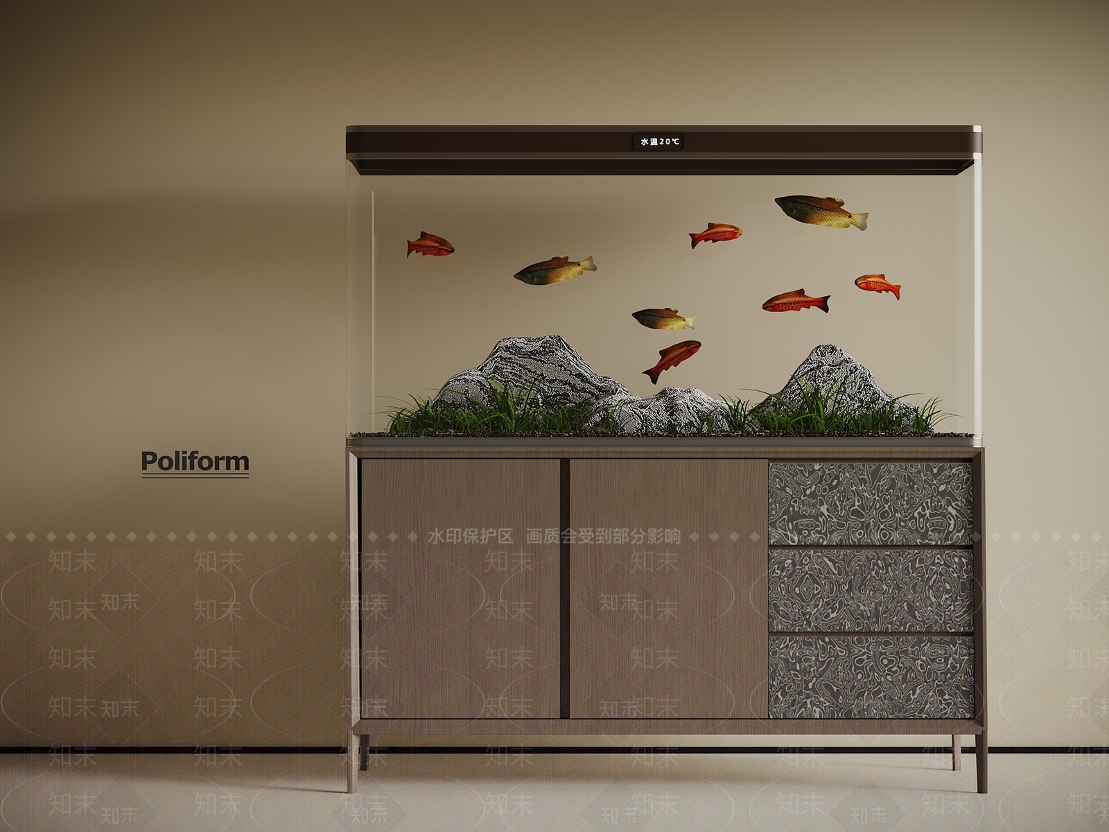 现代意式鱼缸3D模型下载【ID:1197670203】