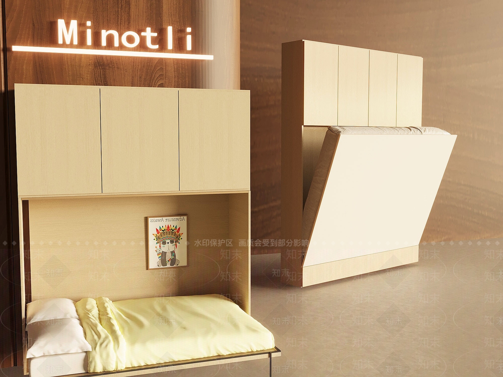 现代单人床3D模型下载【ID:1197673043】