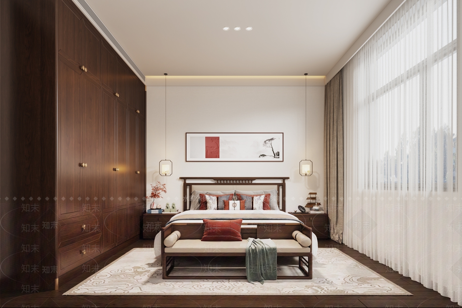 新中式中式家居卧室3D模型下载【ID:1197676155】