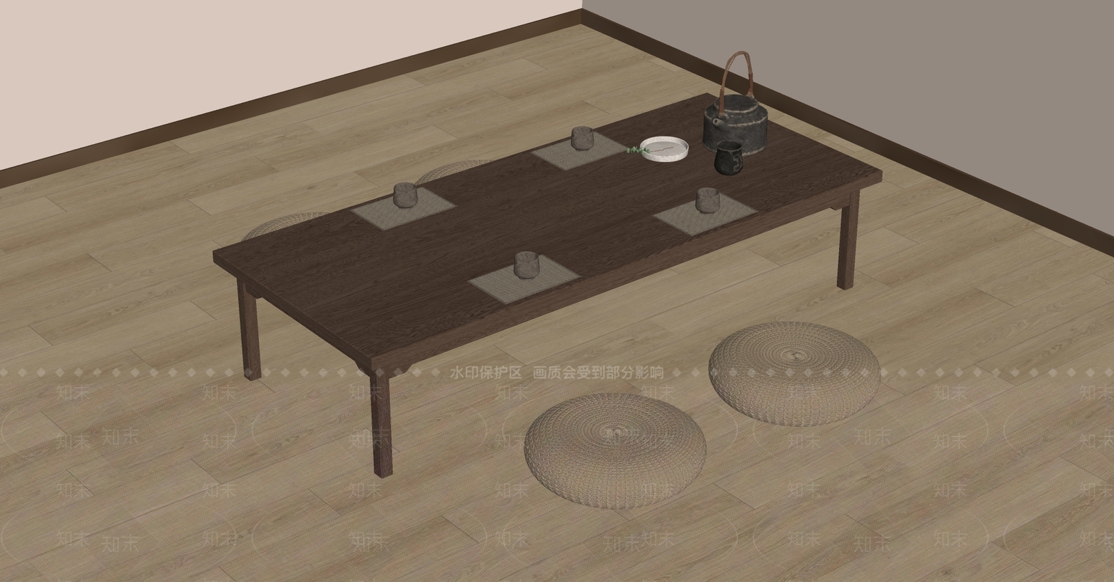 日式茶桌椅SU模型下载【ID:1197676513】