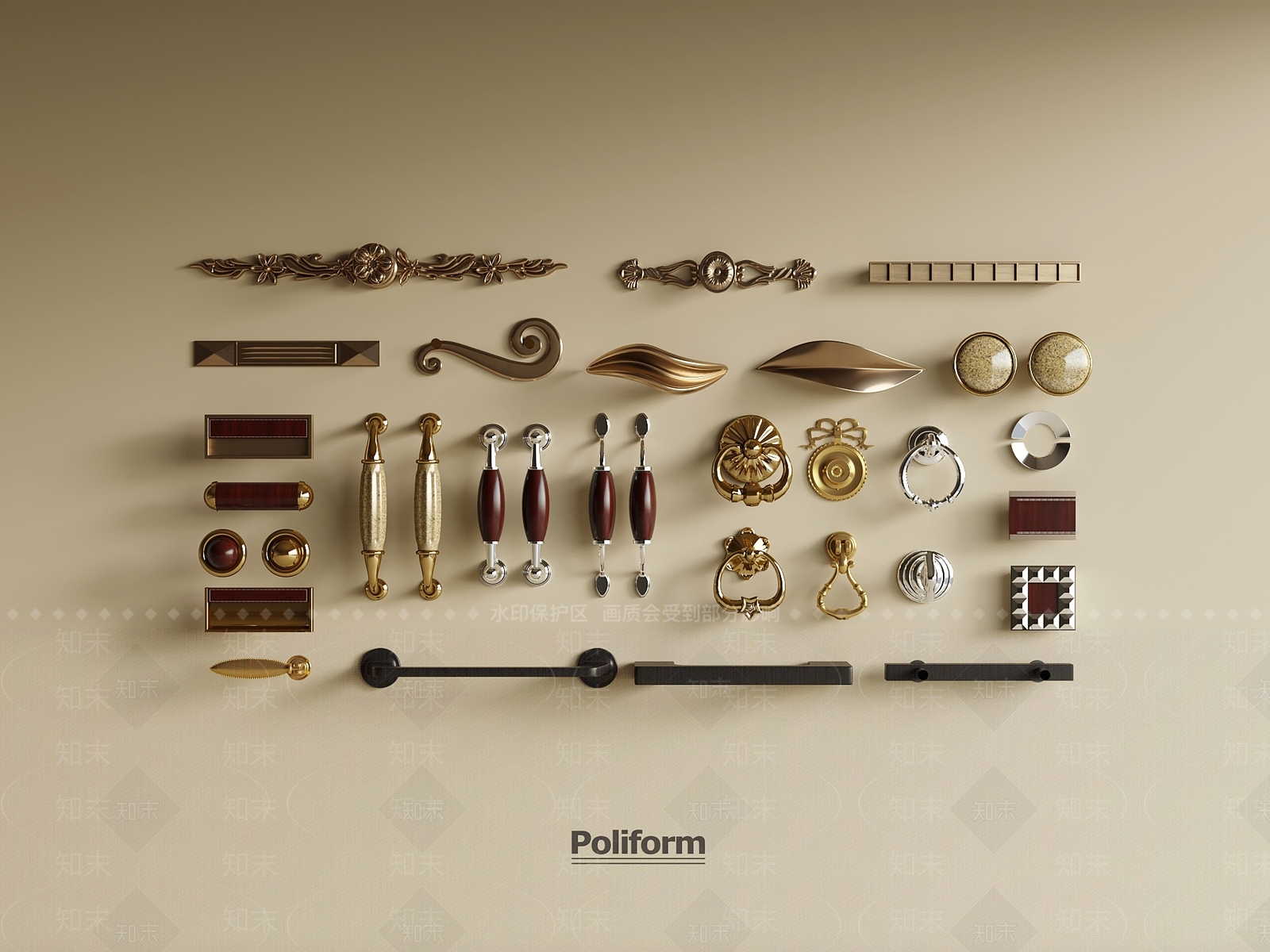 现代欧式拉手SU模型下载【ID:1197676546】