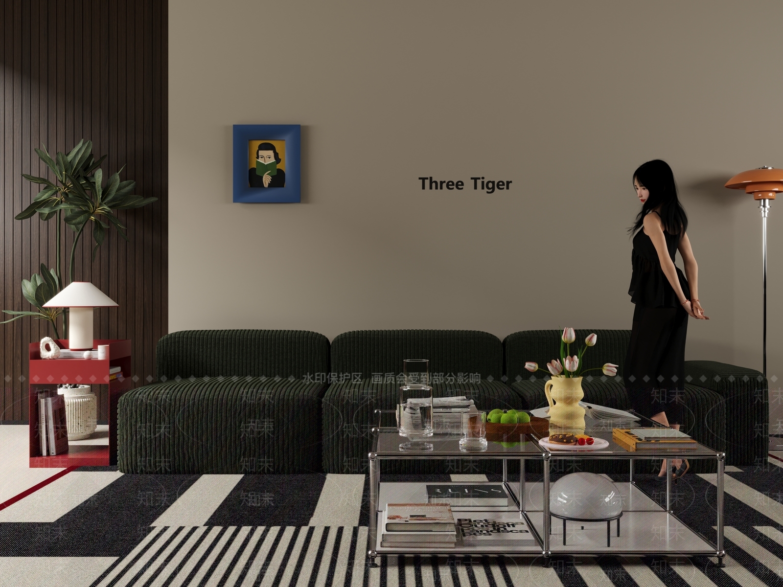 中古复古多人沙发3D模型下载【ID:1197680651】