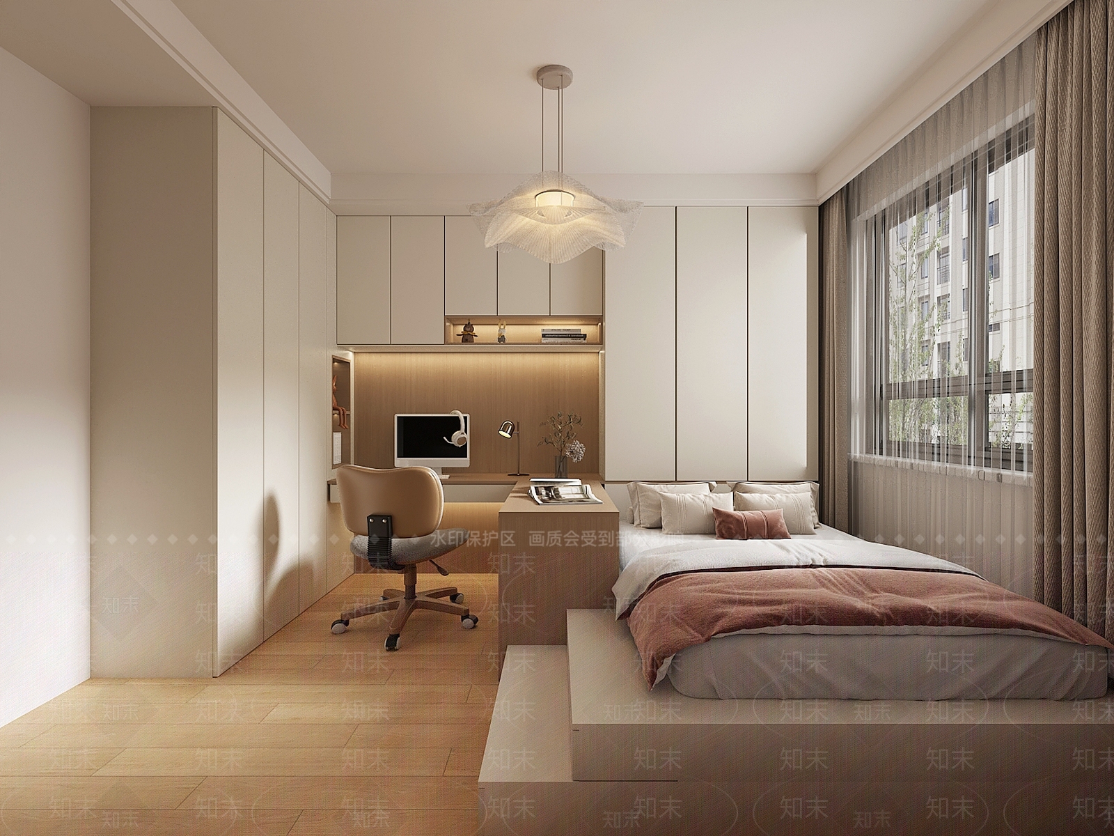 现代原木家居卧室3D模型下载【ID:1197680994】