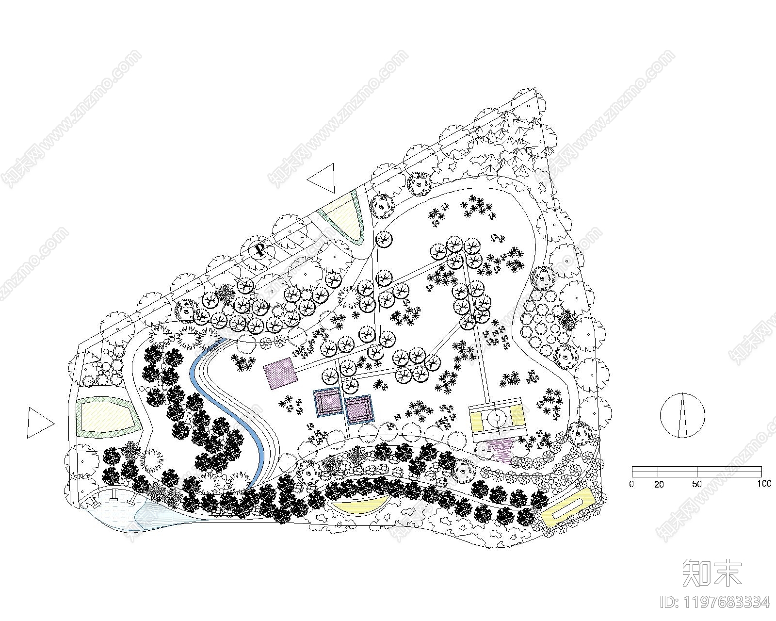 滨水公园cad施工图下载【ID:1197683334】