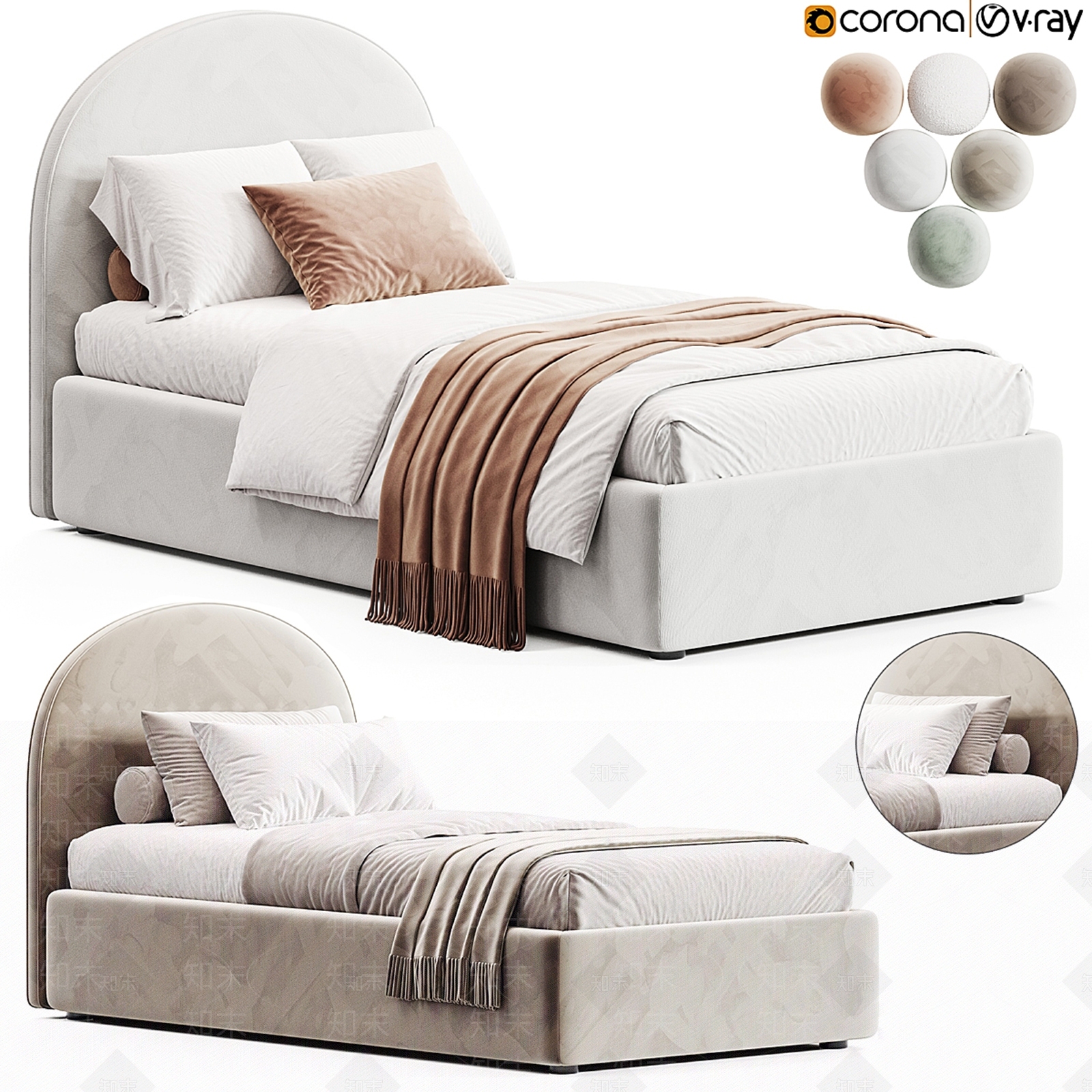 现代单人床3D模型下载【ID:1197685148】
