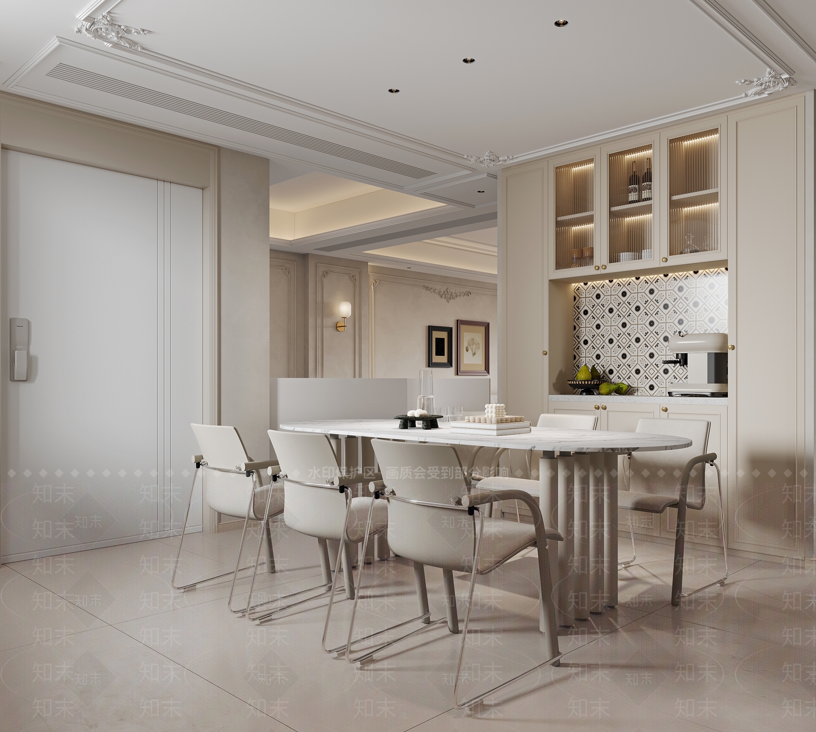 法式现代客餐厅3D模型下载【ID:1197685669】