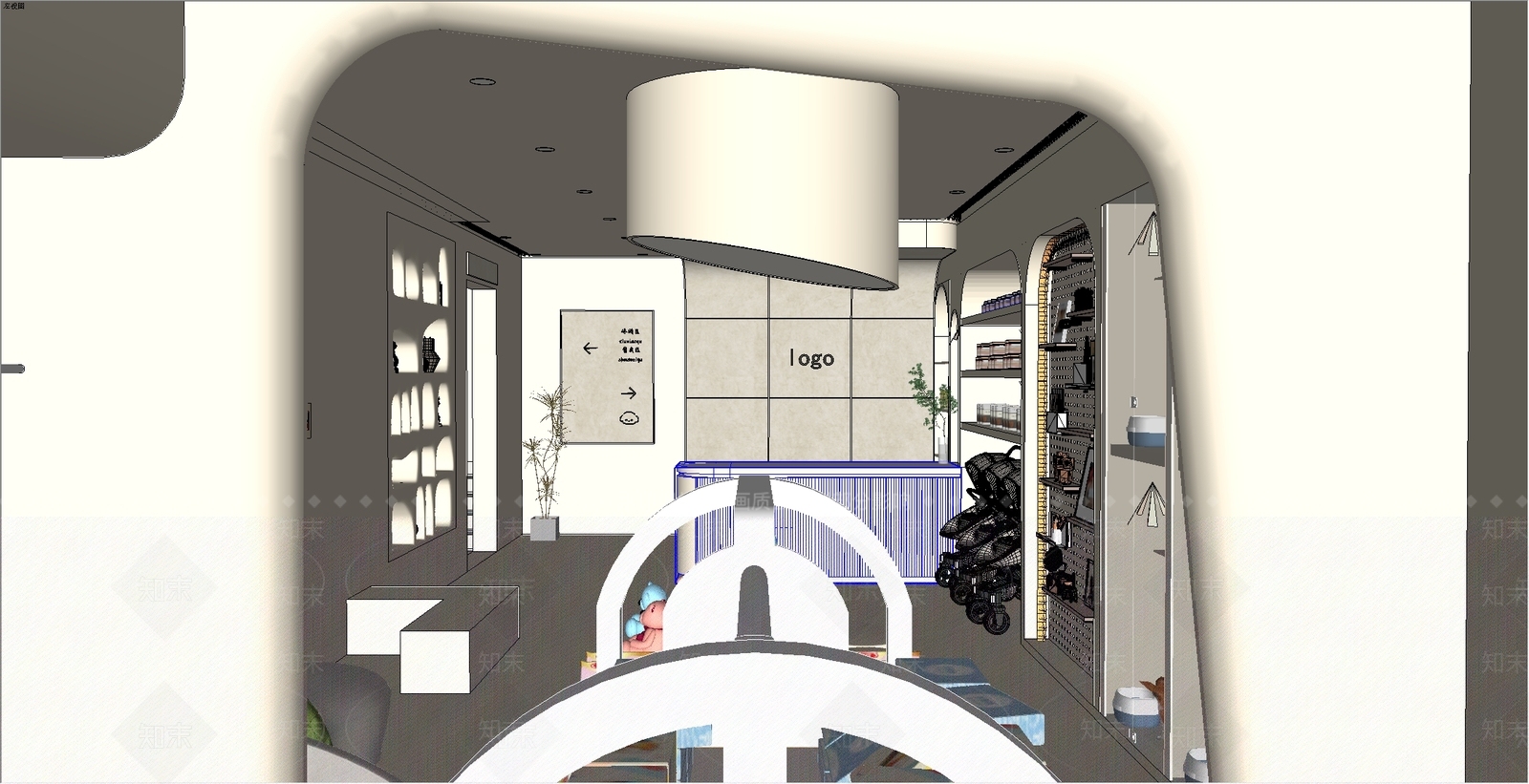 现代奶油宠物店SU模型下载【ID:1197687167】