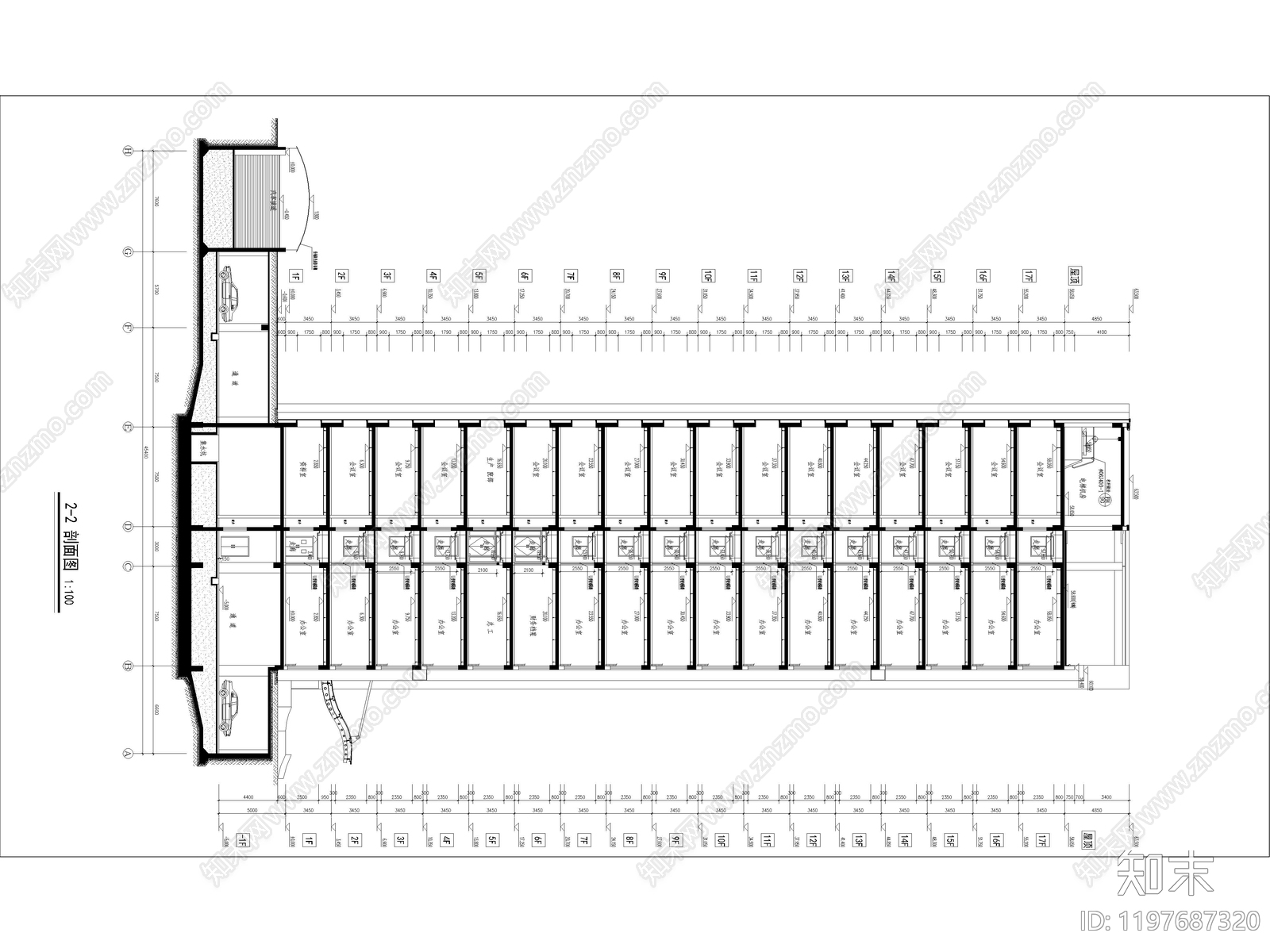 现代办公楼建筑cad施工图下载【ID:1197687320】