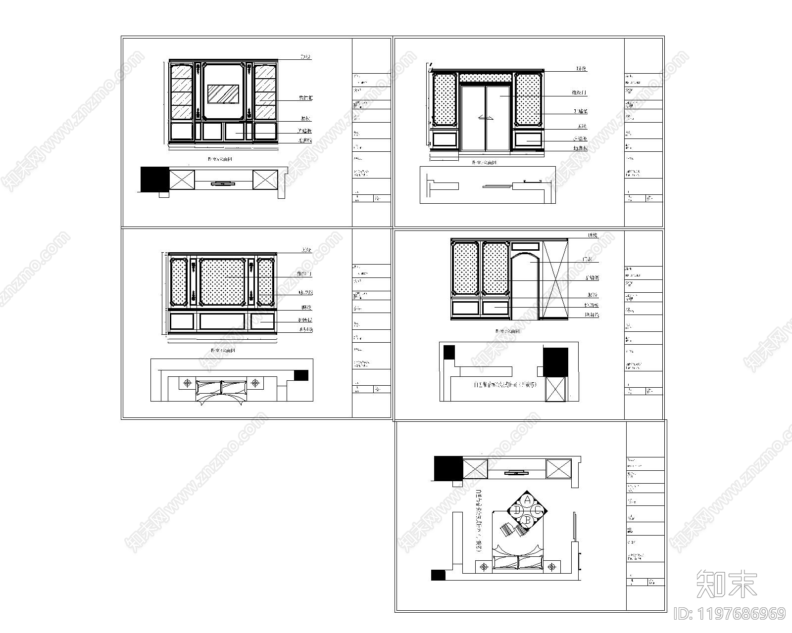 展览展厅家具cad施工图下载【ID:1197686969】