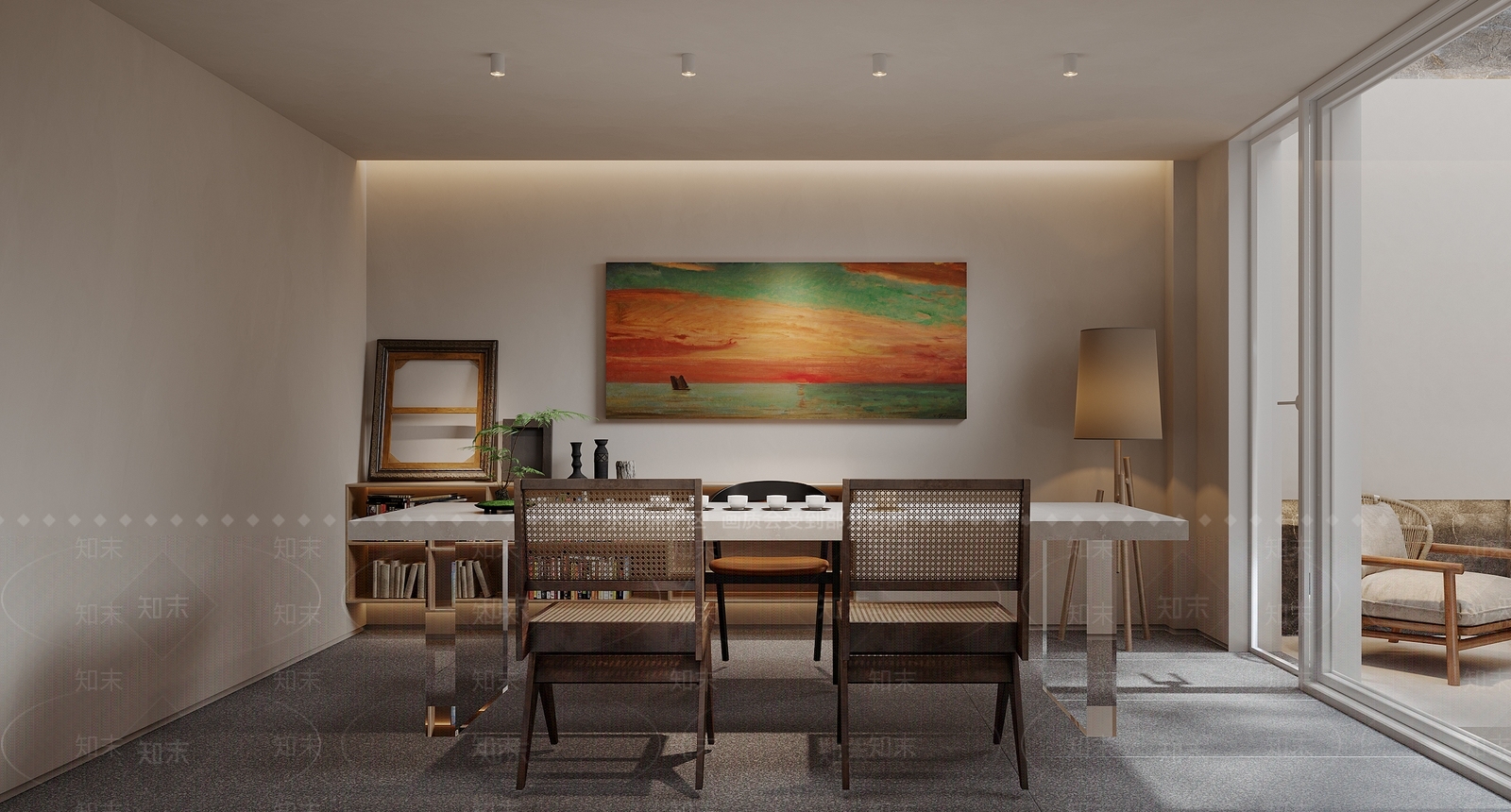 现代侘寂茶室3D模型下载【ID:1197693394】