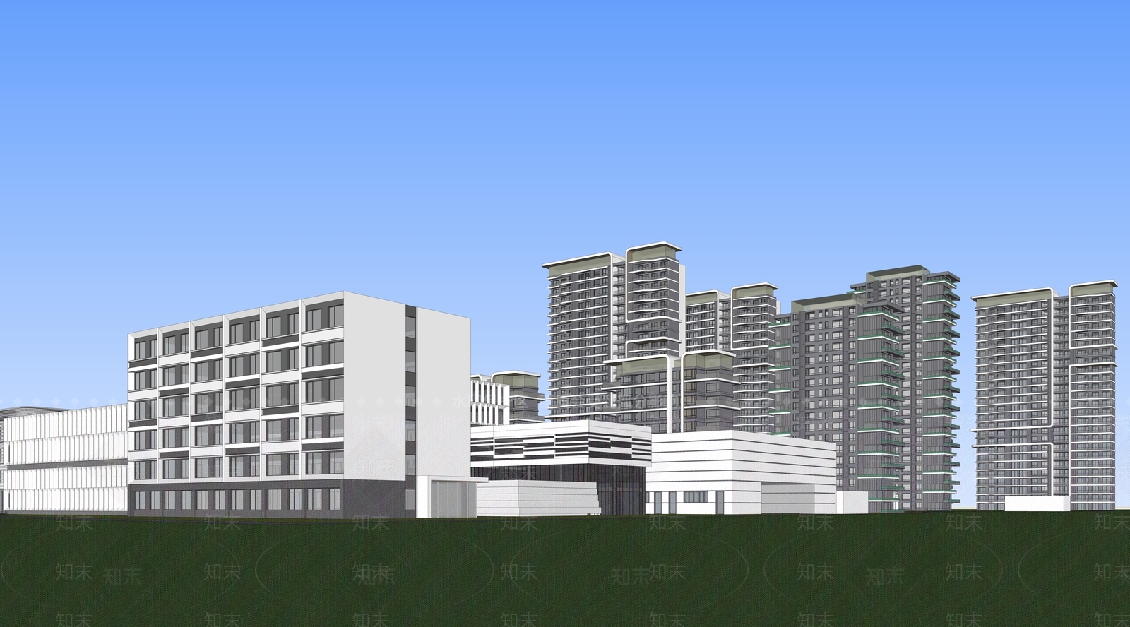 现代简约小区建筑SU模型下载【ID:1197698831】