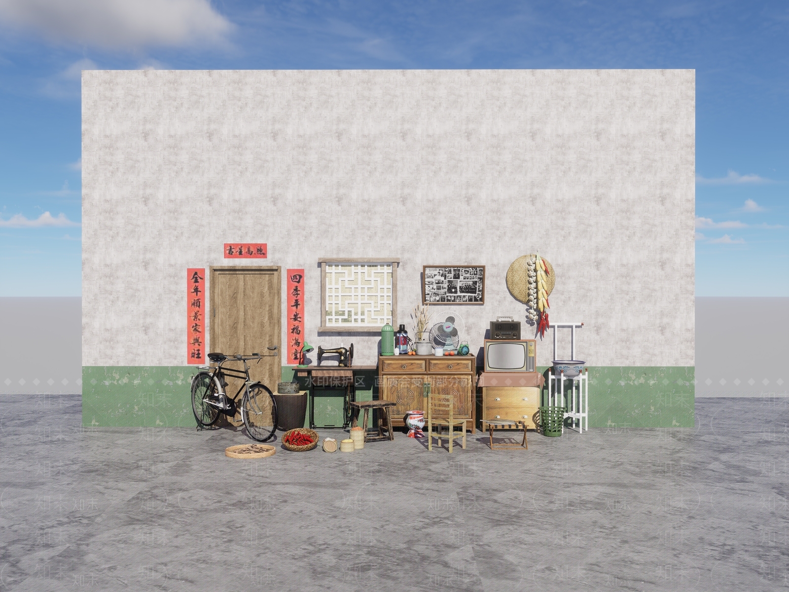 复古家具展厅SU模型下载【ID:1197704298】