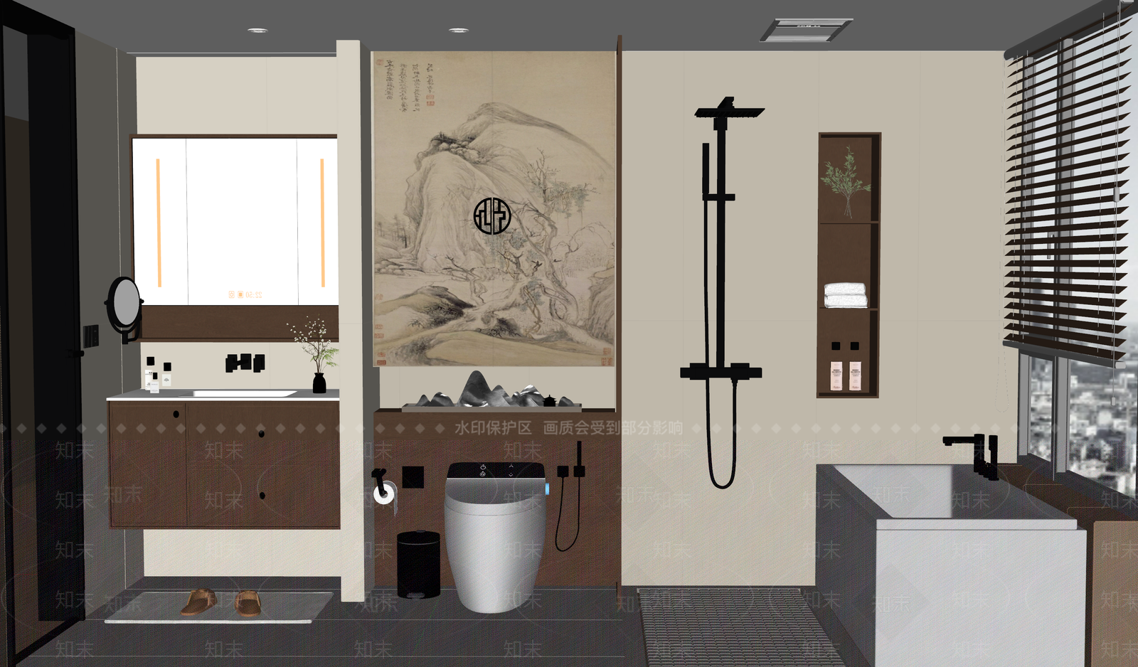 新中式卫生间SU模型下载【ID:1197705210】