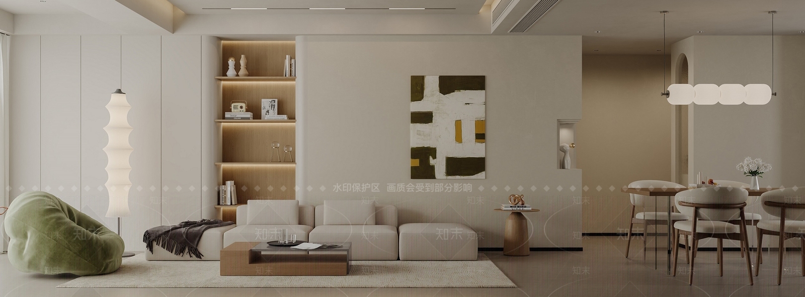 奶油现代客餐厅3D模型下载【ID:1197713013】