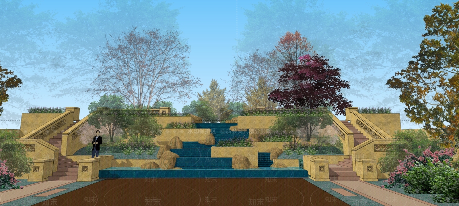 现代法式景观公园SU模型下载【ID:1197713670】