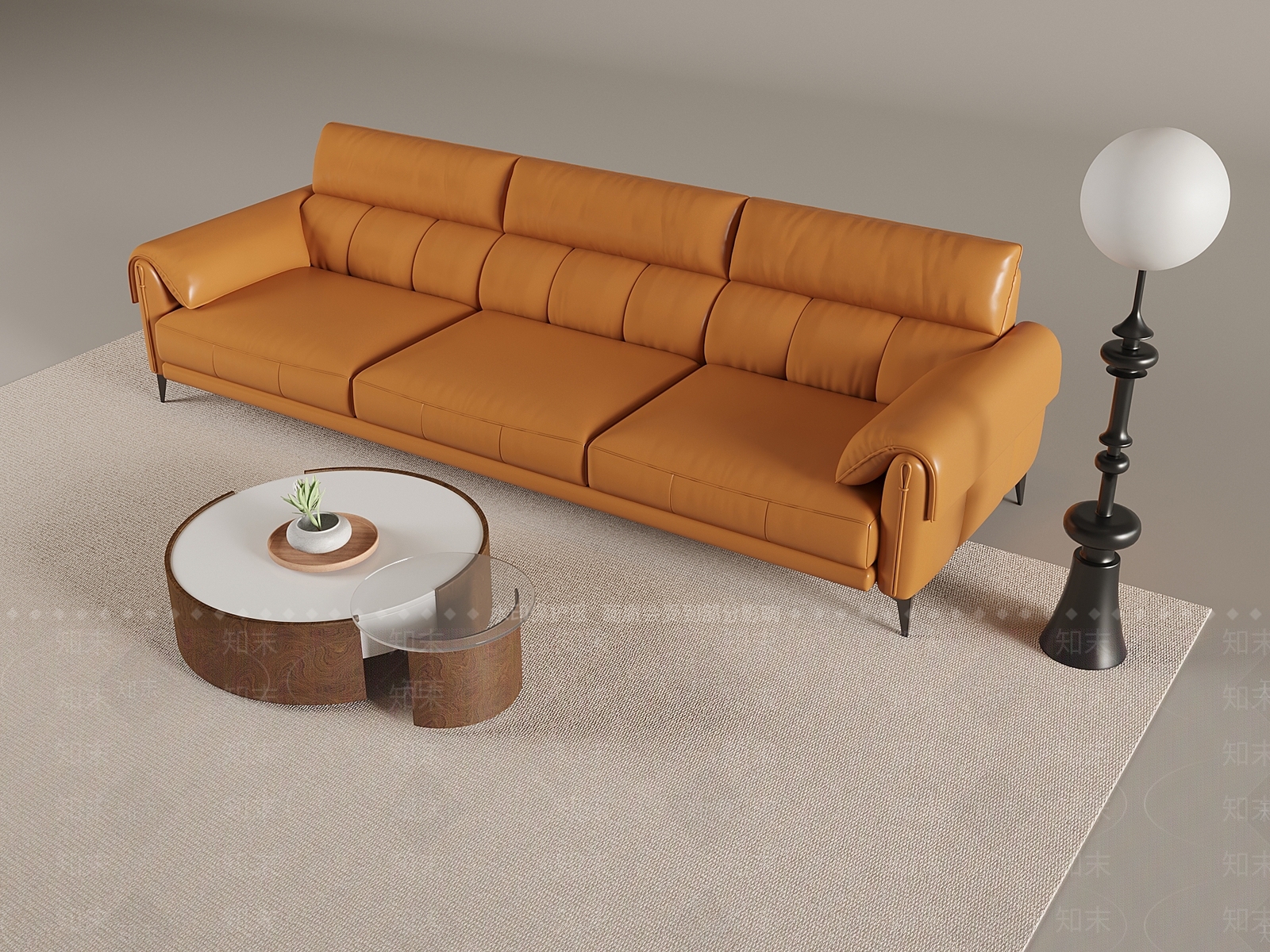 意式北欧皮沙发SU模型下载【ID:1197713436】