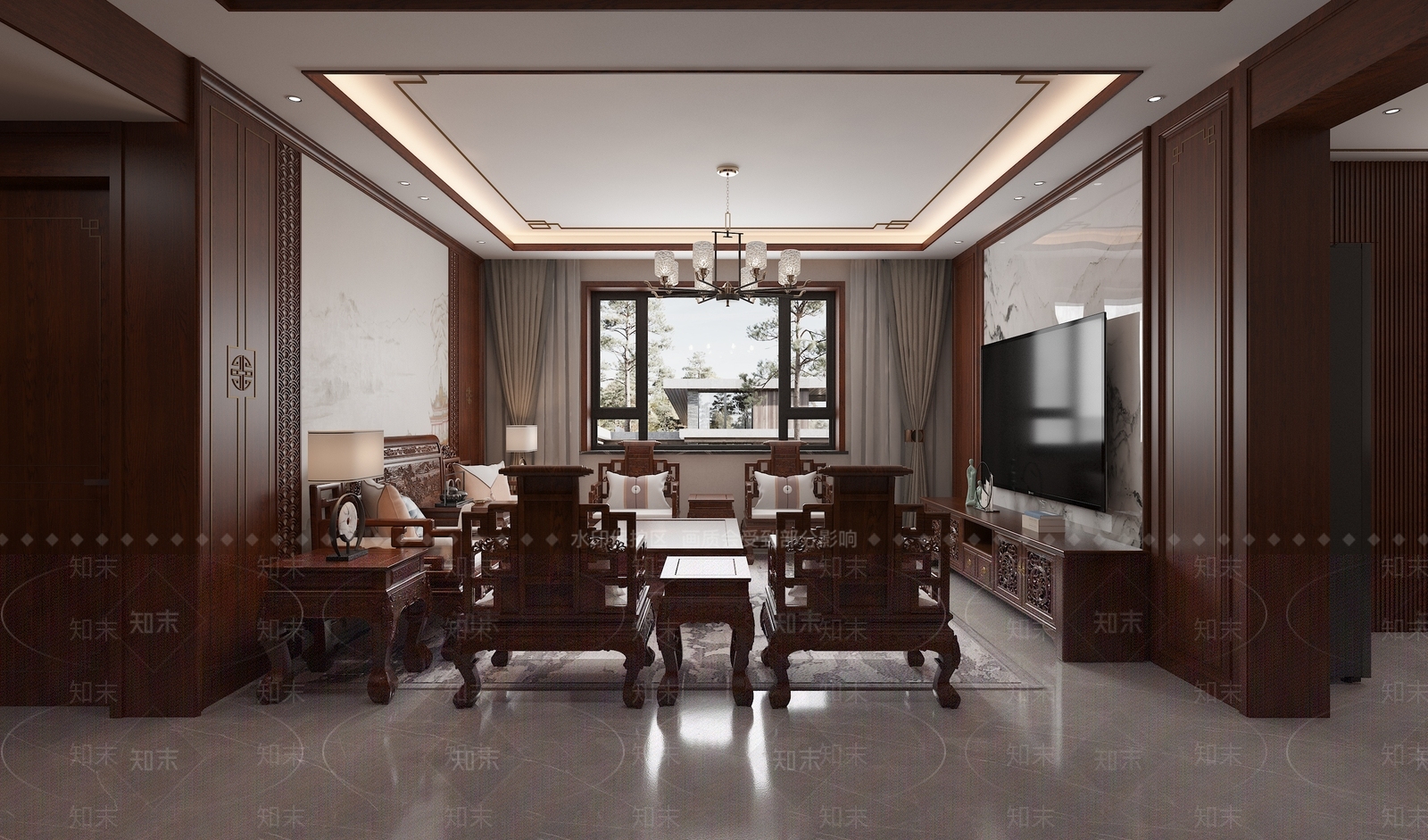 中式新中式家居客厅3D模型下载【ID:1197714797】