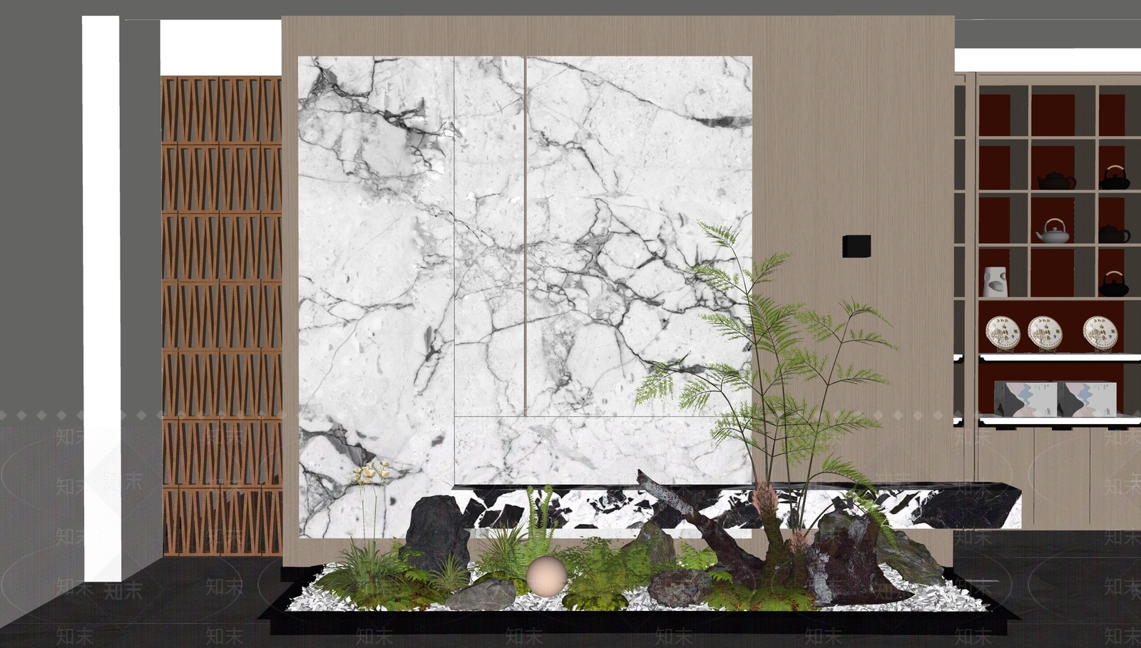 新中式玄关SU模型下载【ID:1197716949】