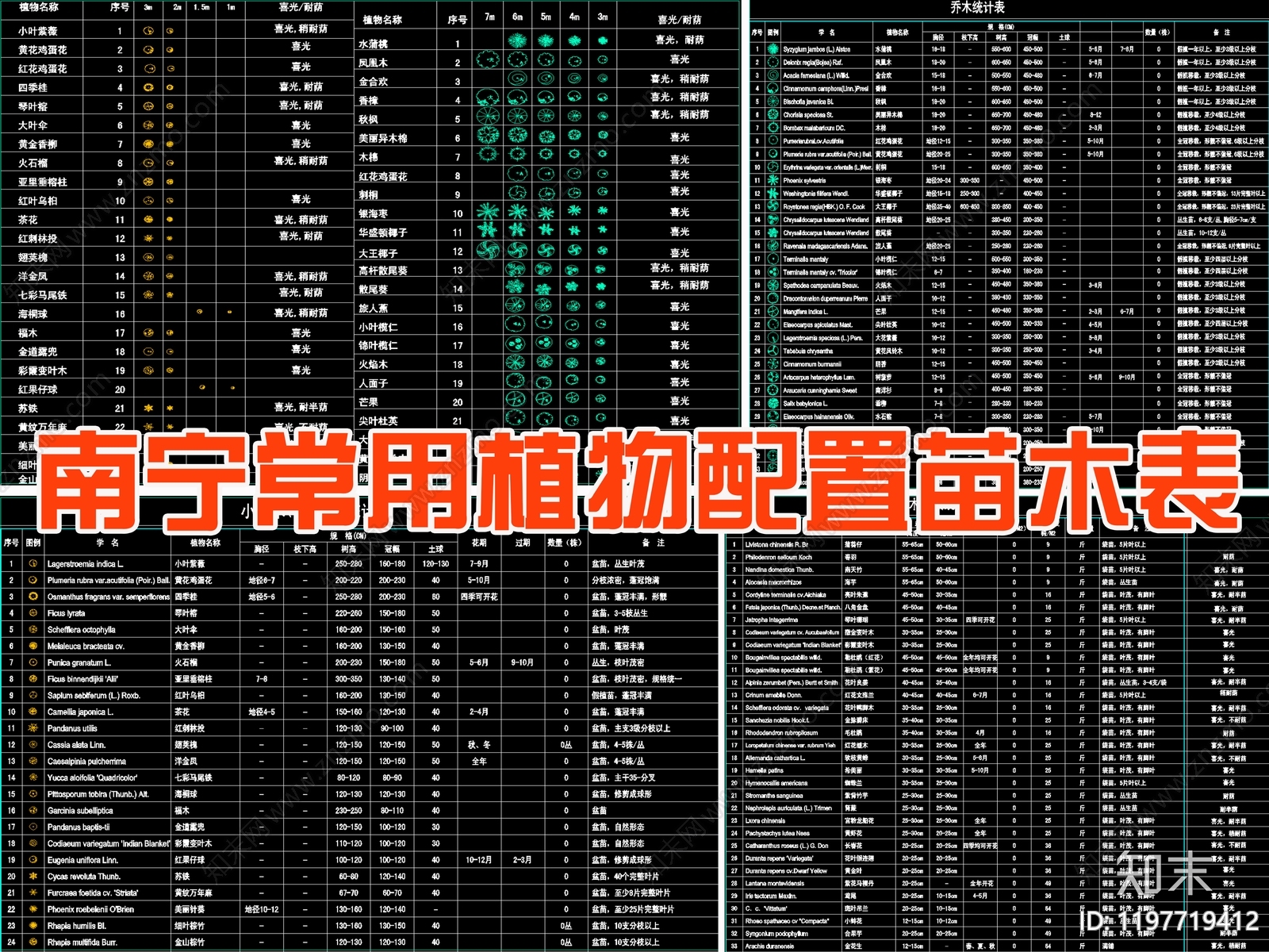 现代植物配置图库施工图下载【ID:1197719412】