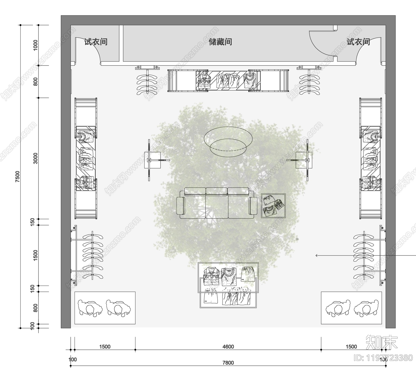 现代服装店cad施工图下载【ID:1197723380】