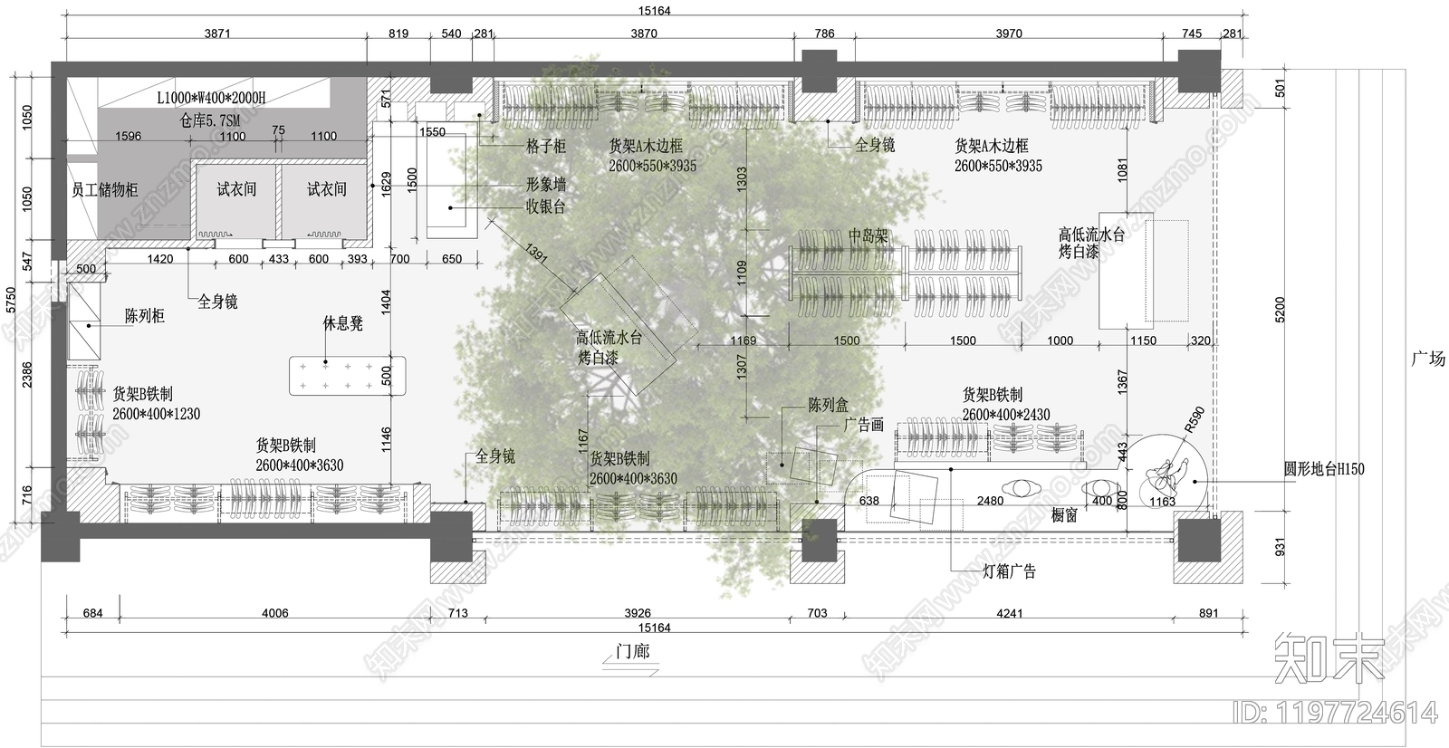 现代服装店cad施工图下载【ID:1197724614】