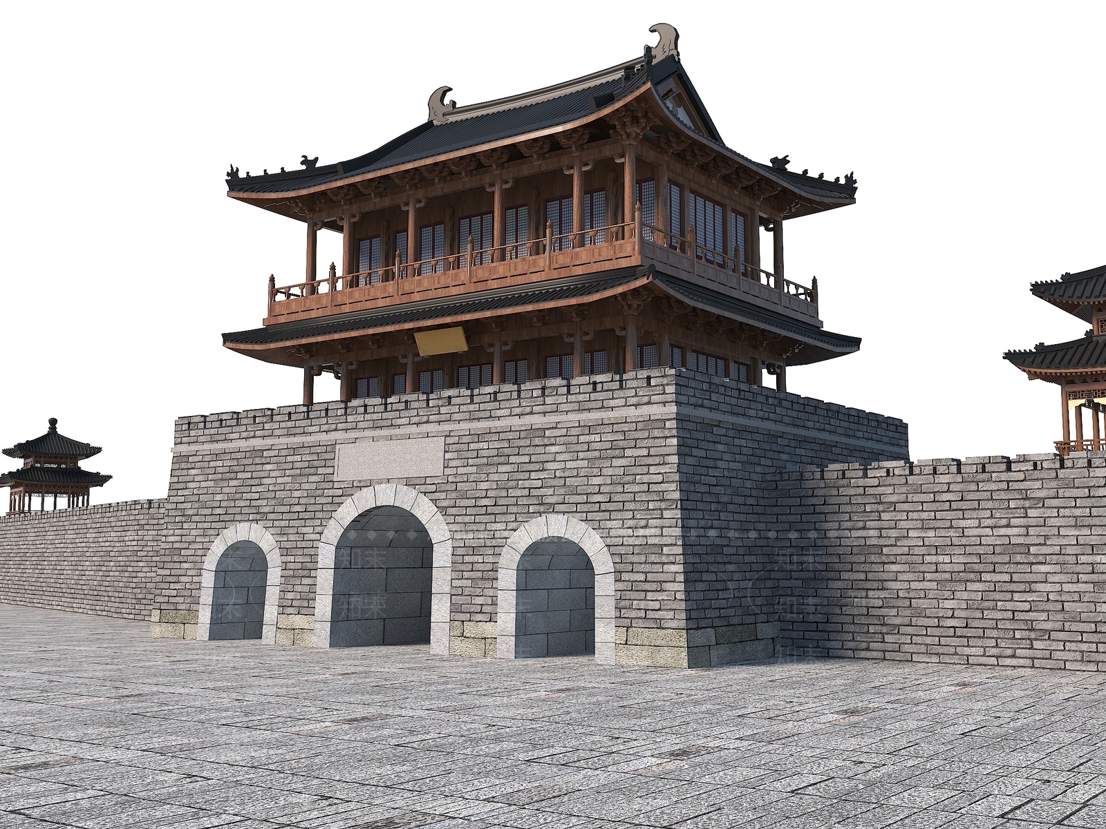 中式古建筑SU模型下载【ID:1197740496】