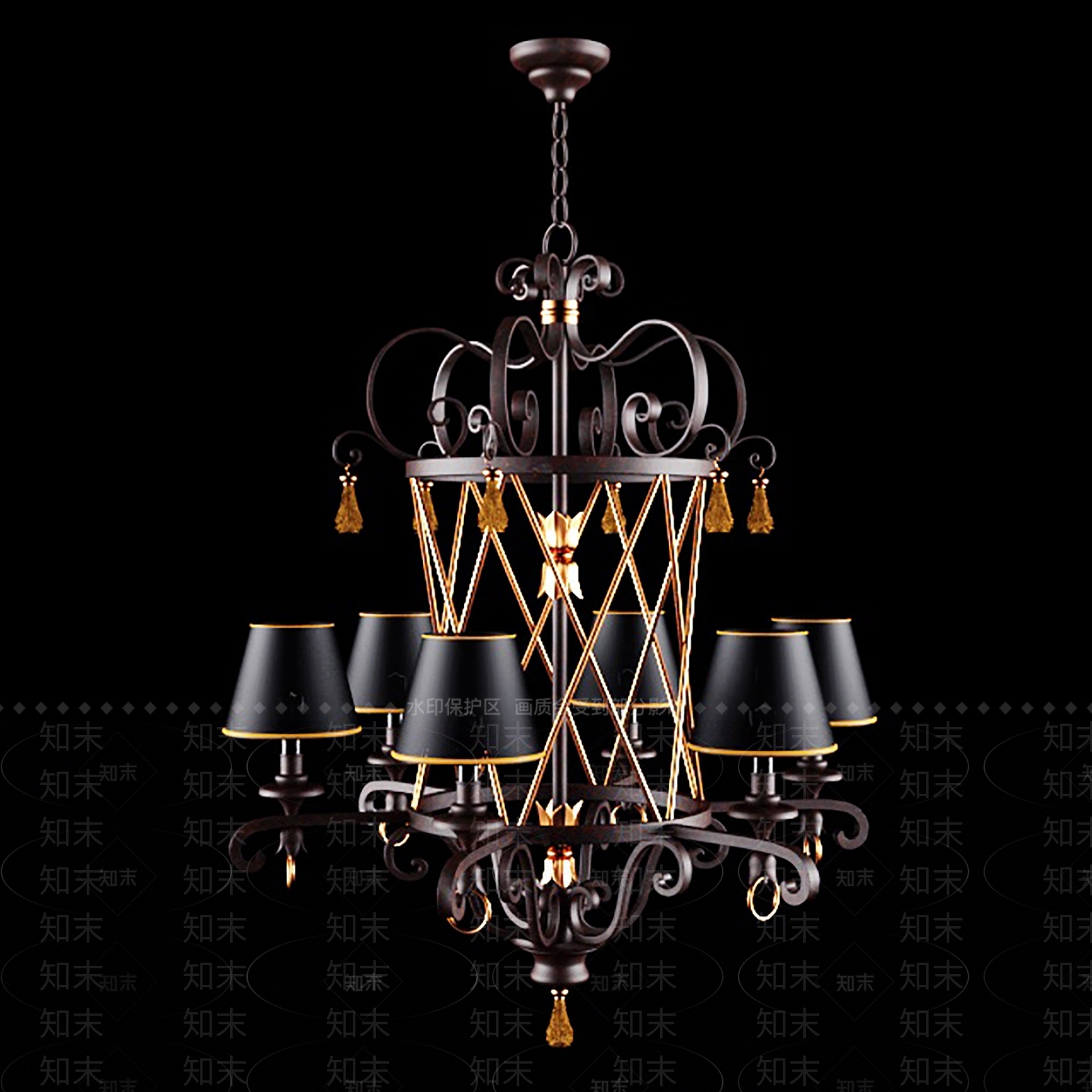 欧式美式餐厅吊灯3D模型下载【ID:1197745964】