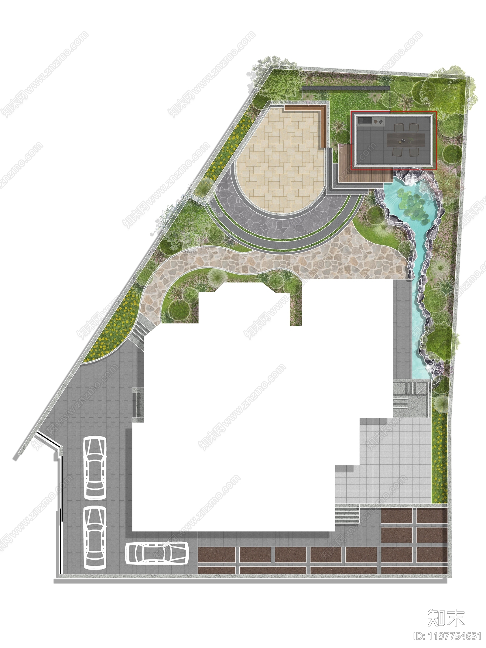 现代简欧住宅彩平图下载【ID:1197754651】
