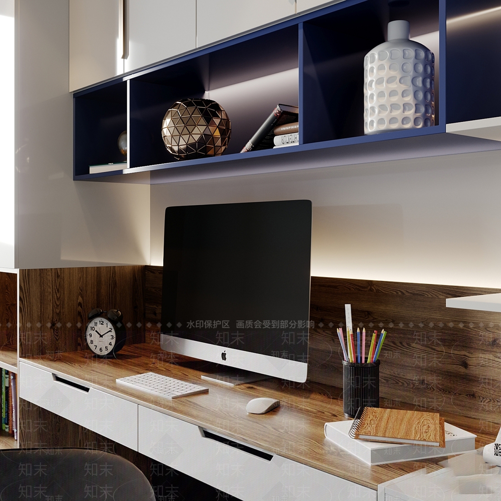 现代北欧书柜3D模型下载【ID:1197755870】