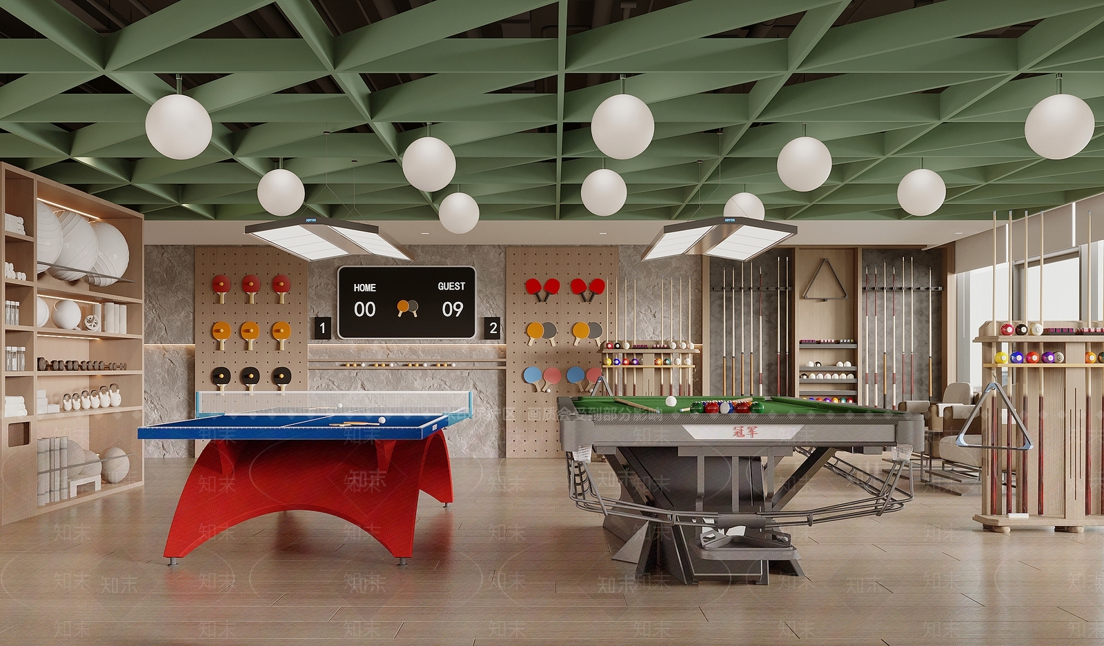 现代台球室3D模型下载【ID:1197760836】