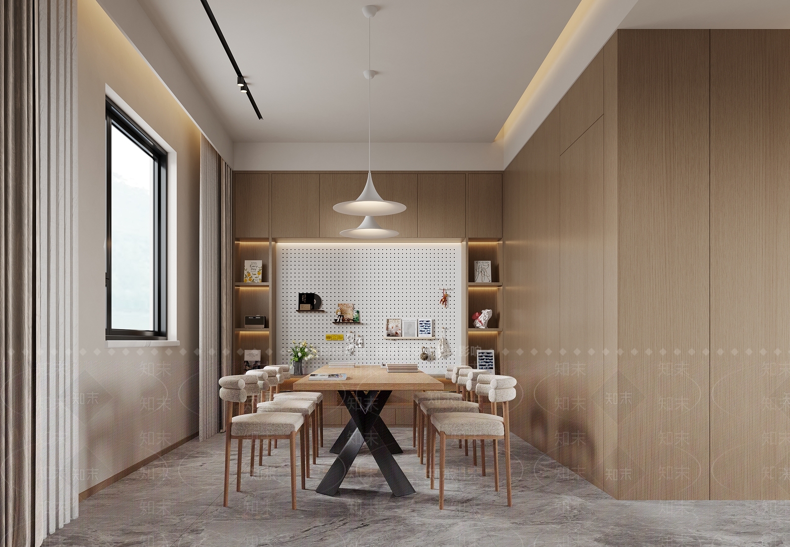 原木奶油客餐厅3D模型下载【ID:1197761942】