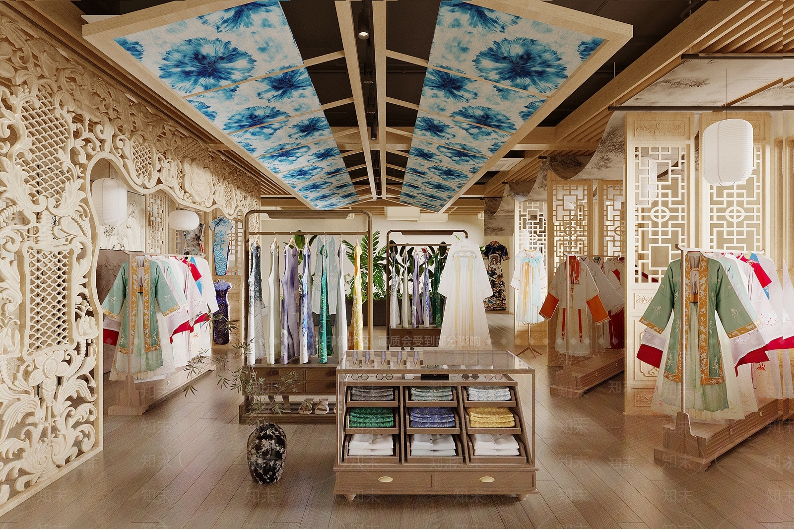 中式服装展厅SU模型下载【ID:1197765685】